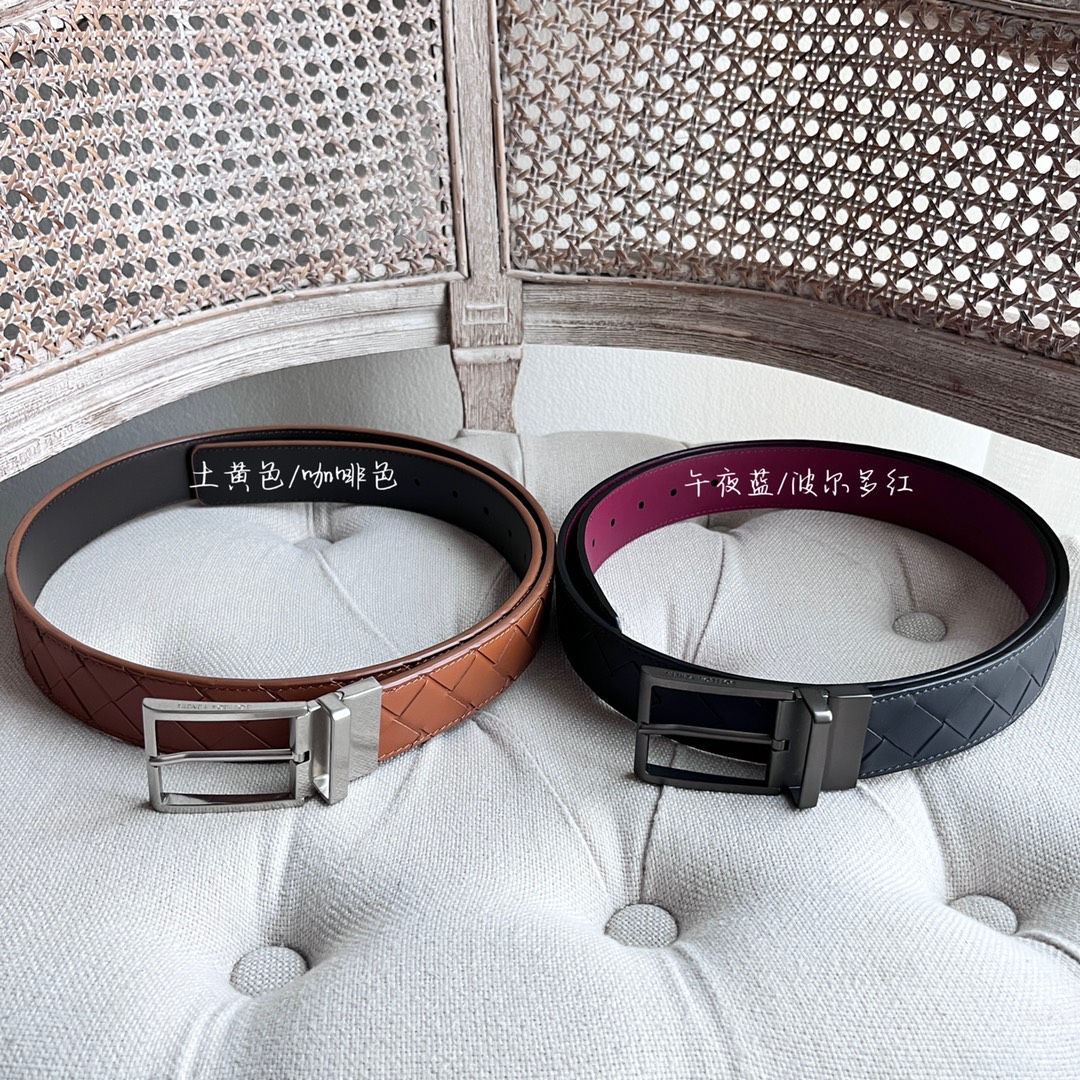 Newest Man Knitted Double-Sided Waist Belt with Italian Calves – 35MM Width