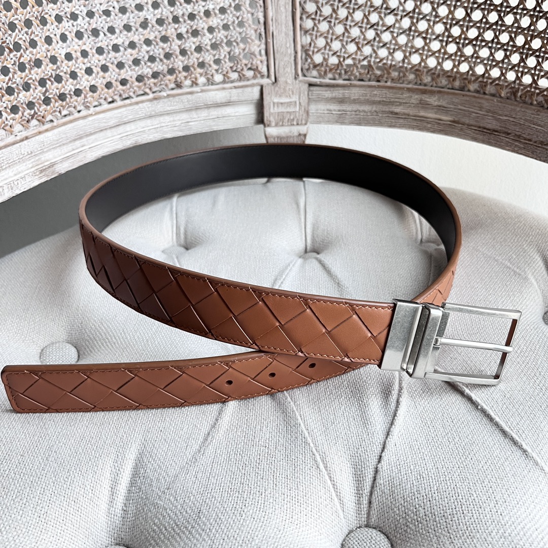 Newest Man Knitted Double-Sided Waist Belt with Italian Calves – 35MM Width - 图片 5