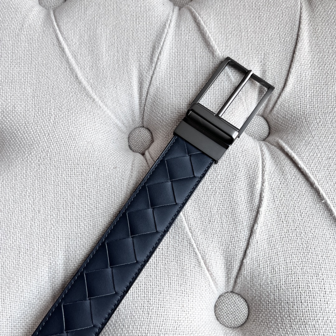 Newest Man Knitted Double-Sided Waist Belt with Italian Calves, Revolving Pin Button - 图片 6