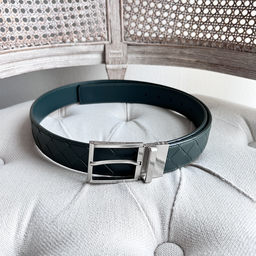 Newest Man Knitted Waist Belt: Grade Bv, Double-Sided, Italian Calves, 35MM Width - 图片 2
