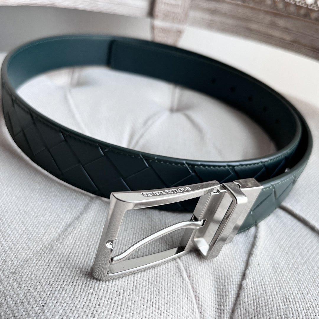 Newest Man Knitted Waist Belt: Grade Bv, Double-Sided, Italian Calves, 35MM Width - 图片 3