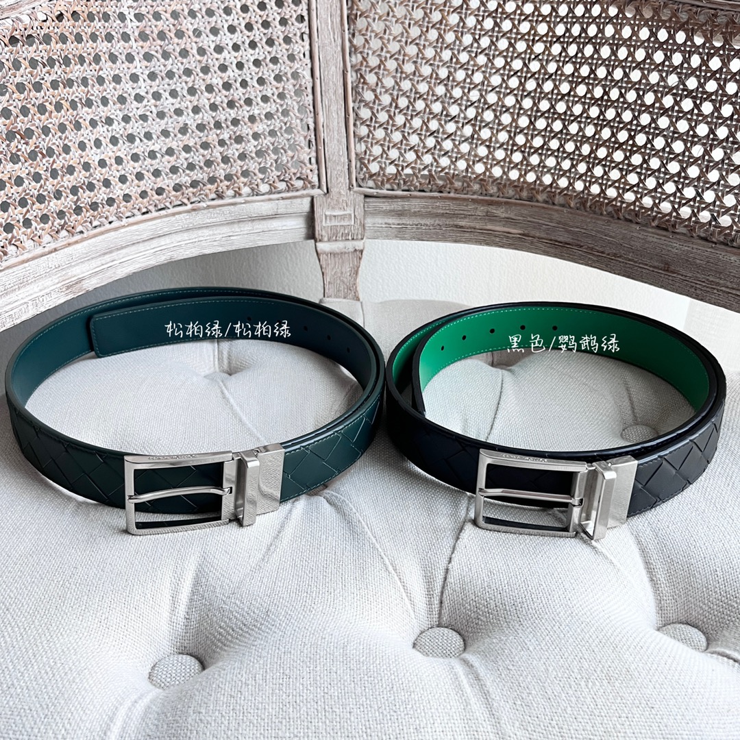 Newest Man Knitted Waist Belt: Grade Bv, Double-Sided, Italian Calves, 35MM Width - 图片 1