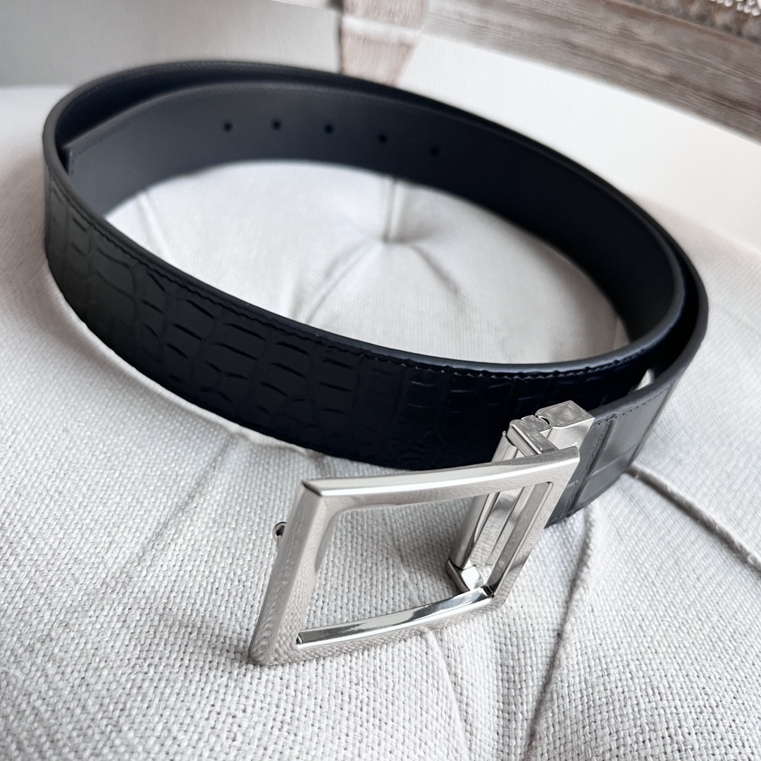 Stylish New Man’s Gun-Colored Belt with Revolving Needle Button and Front Sign - 图片 3