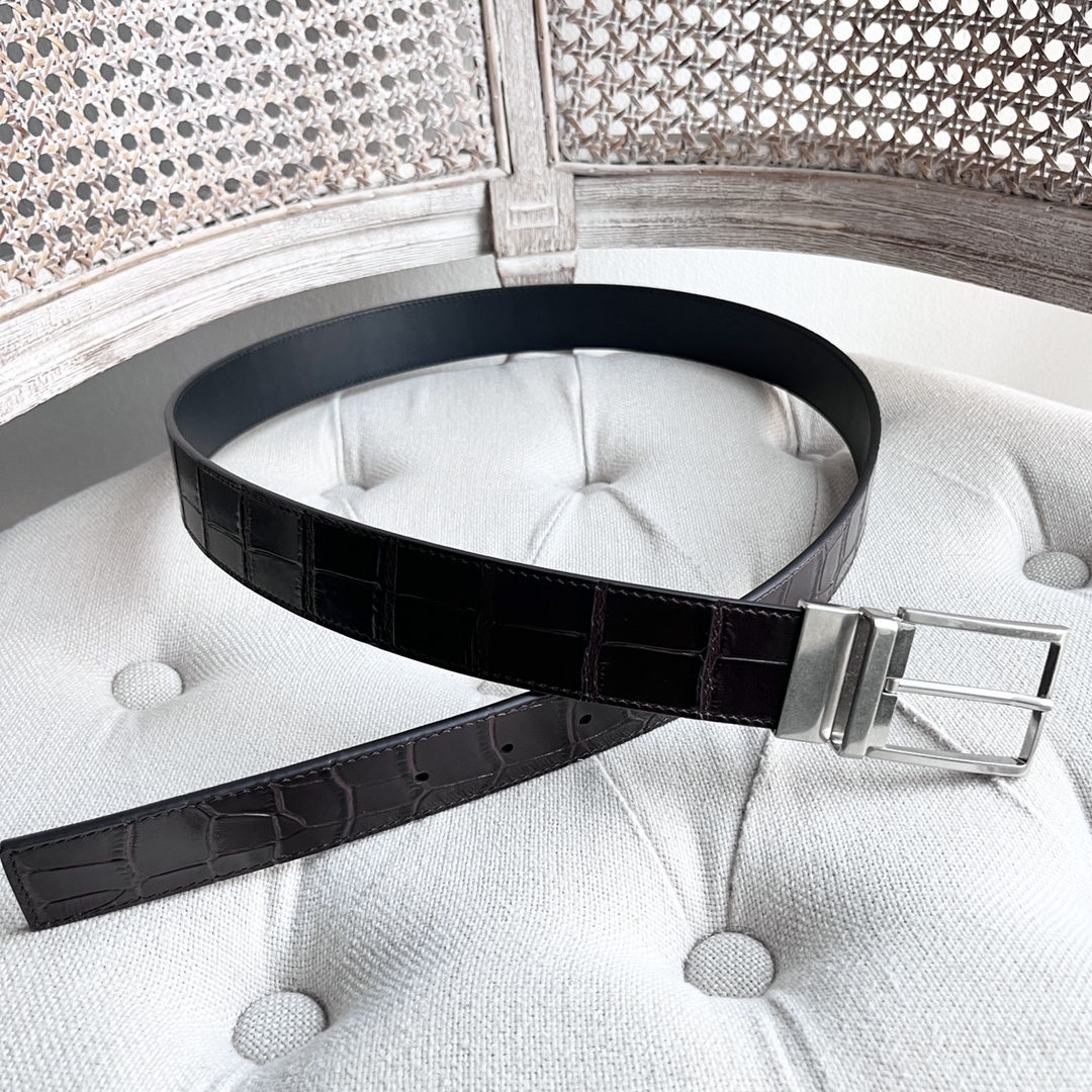 Fashionable New Man’s Gun-Colored Belt with Revolving Needle Button, Front Sign, 35MM Wide - 图片 5