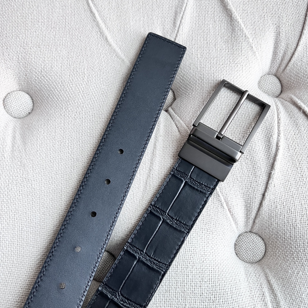 New Man’s Fashion Belt with Gun-Colored Revolving Needle Button, Front Sign, 35MM Wide - 图片 4