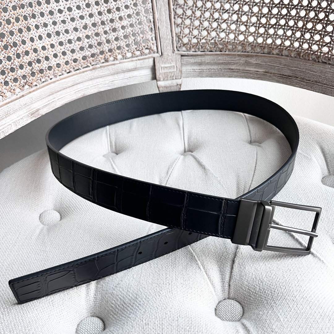 New Man’s Fashion Belt with Gun-Colored Revolving Needle Button, Front Sign, 35MM Wide - 图片 5