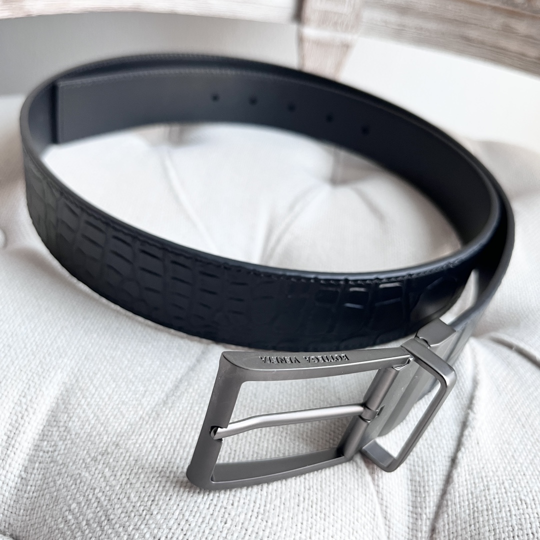 New Man’s Fashion Belt with Gun-Colored Revolving Needle Button, Front Sign, 35MM Wide - 图片 3