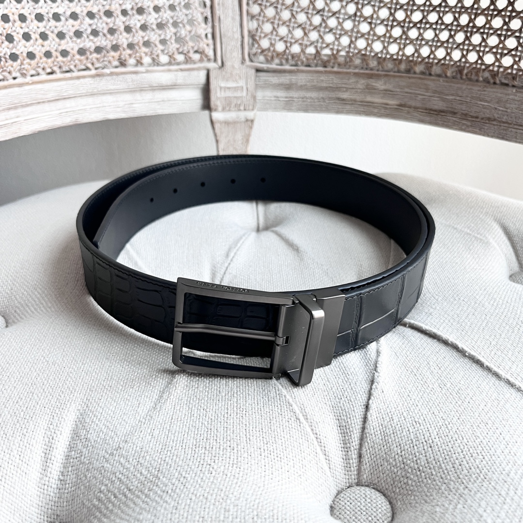 New Man’s Fashion Belt with Gun-Colored Revolving Needle Button, Front Sign, 35MM Wide - 图片 2