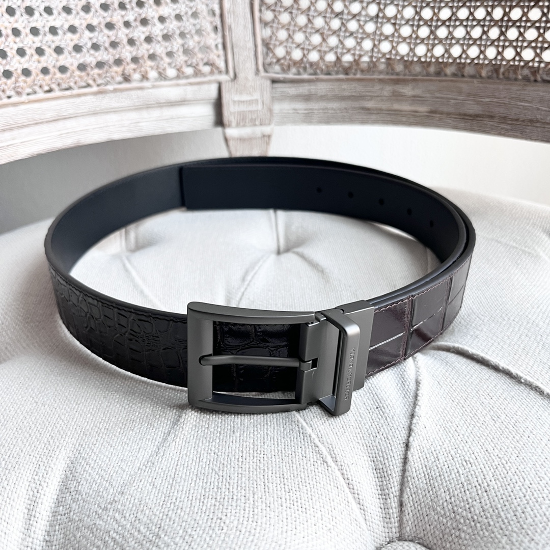 Fashionable New Man’s Guacamole Belt with Gun-Colored Needle Button – 35MM Width - 图片 2