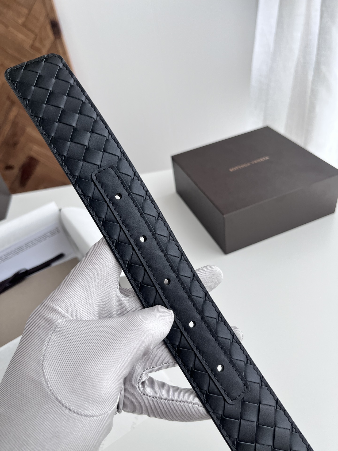  BV 2024新款宽版男士腰带 纯手工小格子intrecciato piccolo编织意大利小牛皮 搭