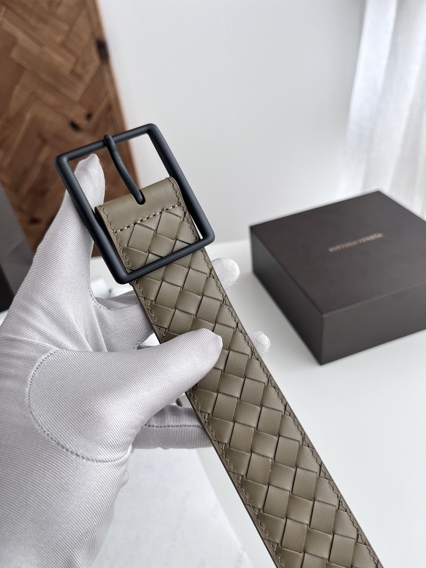  BV 2024新款宽版男士腰带 纯手工小格子intrecciato piccolo编织意大利小牛皮 搭