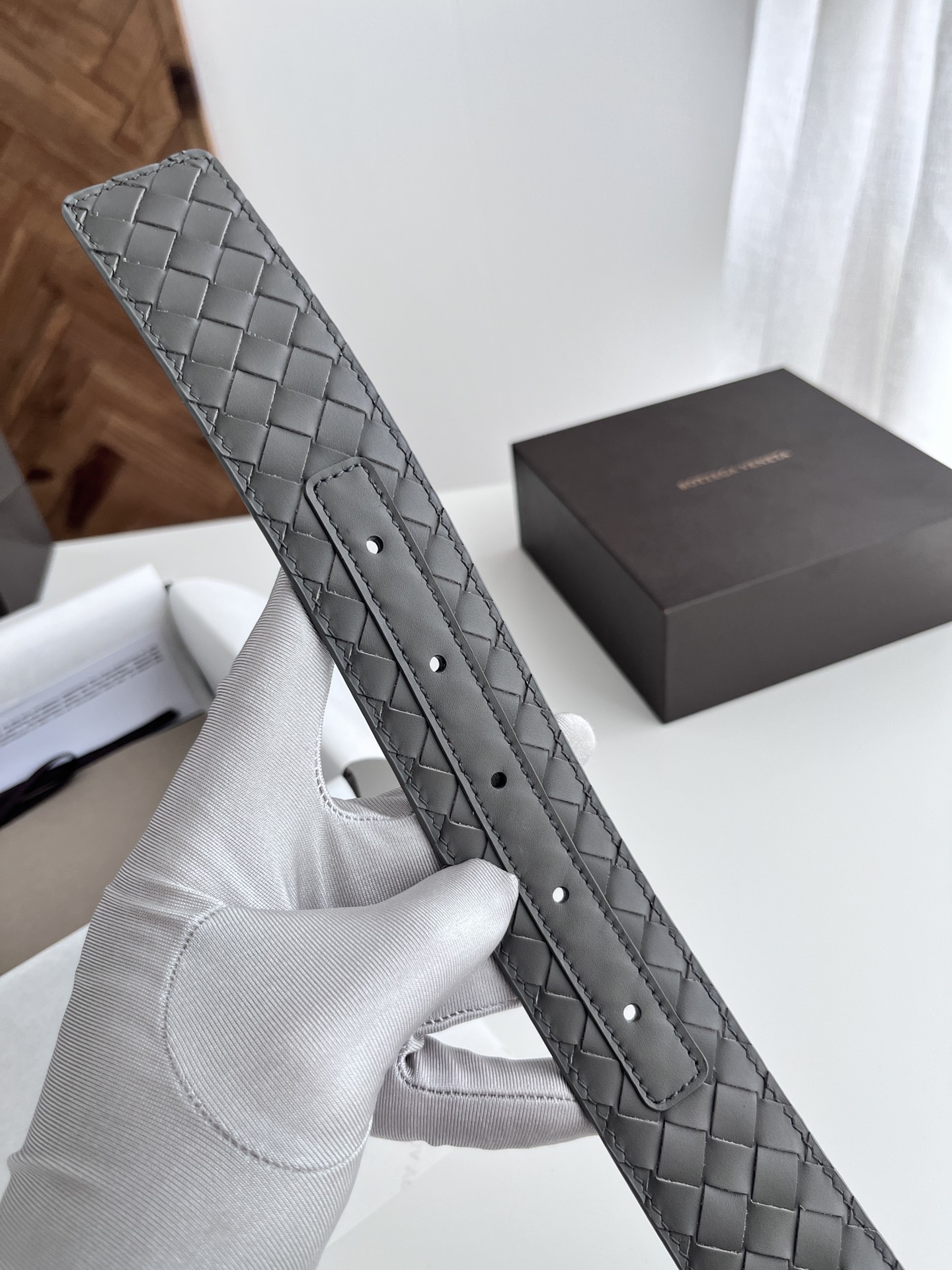  BV 2024新款宽版男士腰带 纯手工小格子intrecciato piccolo编织意大利小牛皮 搭