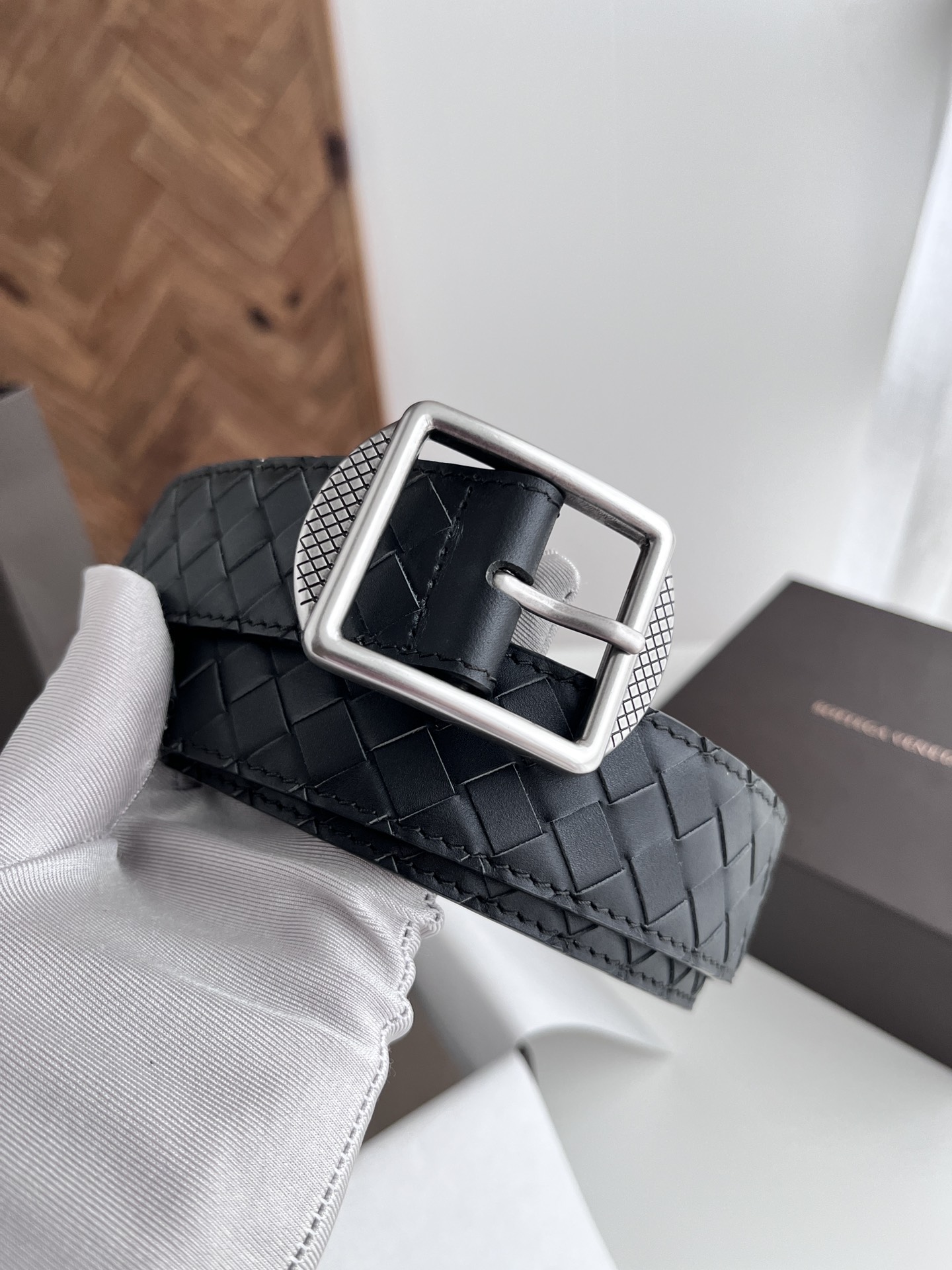 Luxury Italian Handmade Black Leather Belts for Men with Silver Needle Buttons - 图片 2