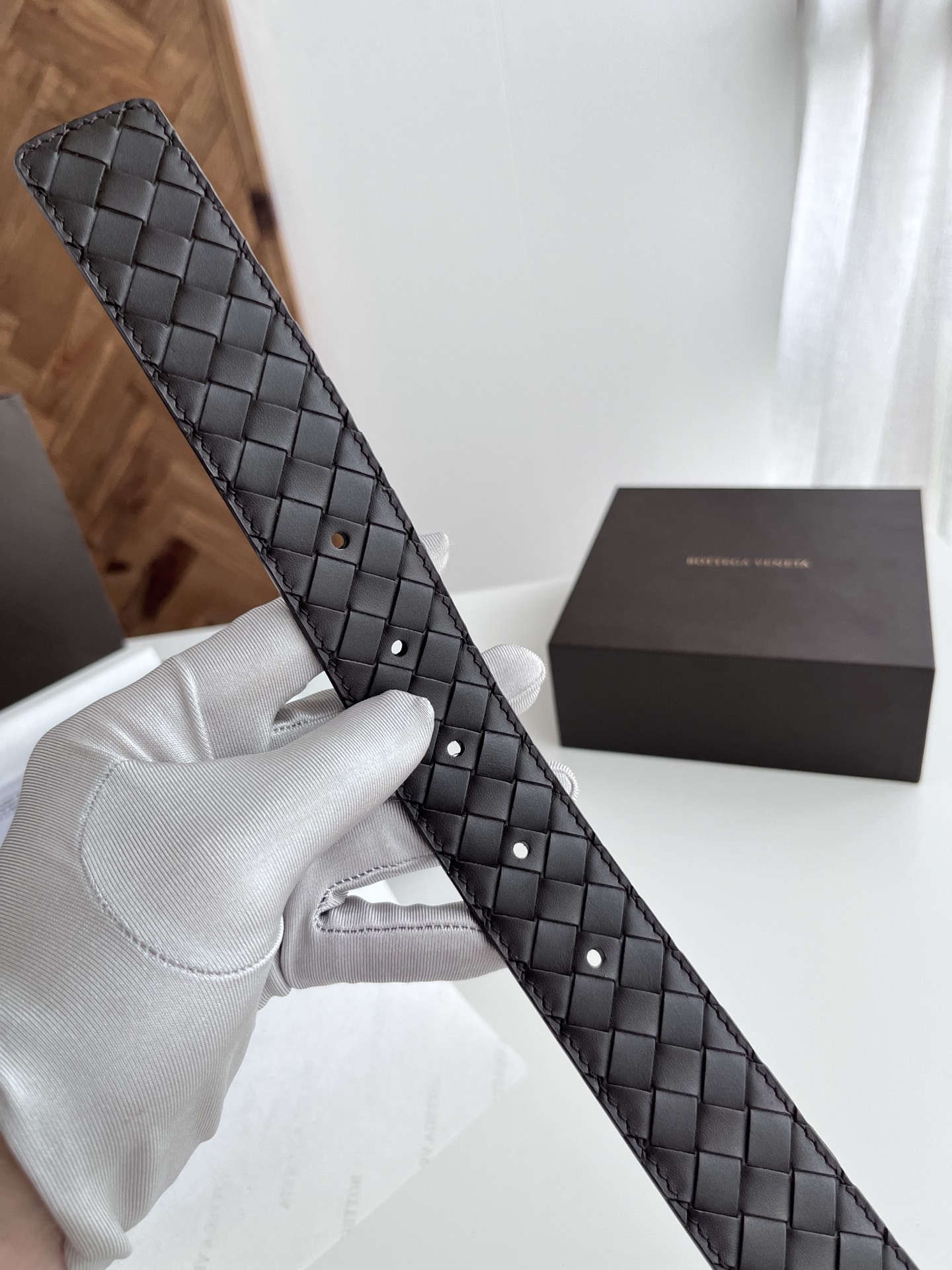 Luxury Men’s Coffee-Colored Leather Belt with Italian Hand-Knitted Detail and Premium Quality Craftsmanship - 图片 6