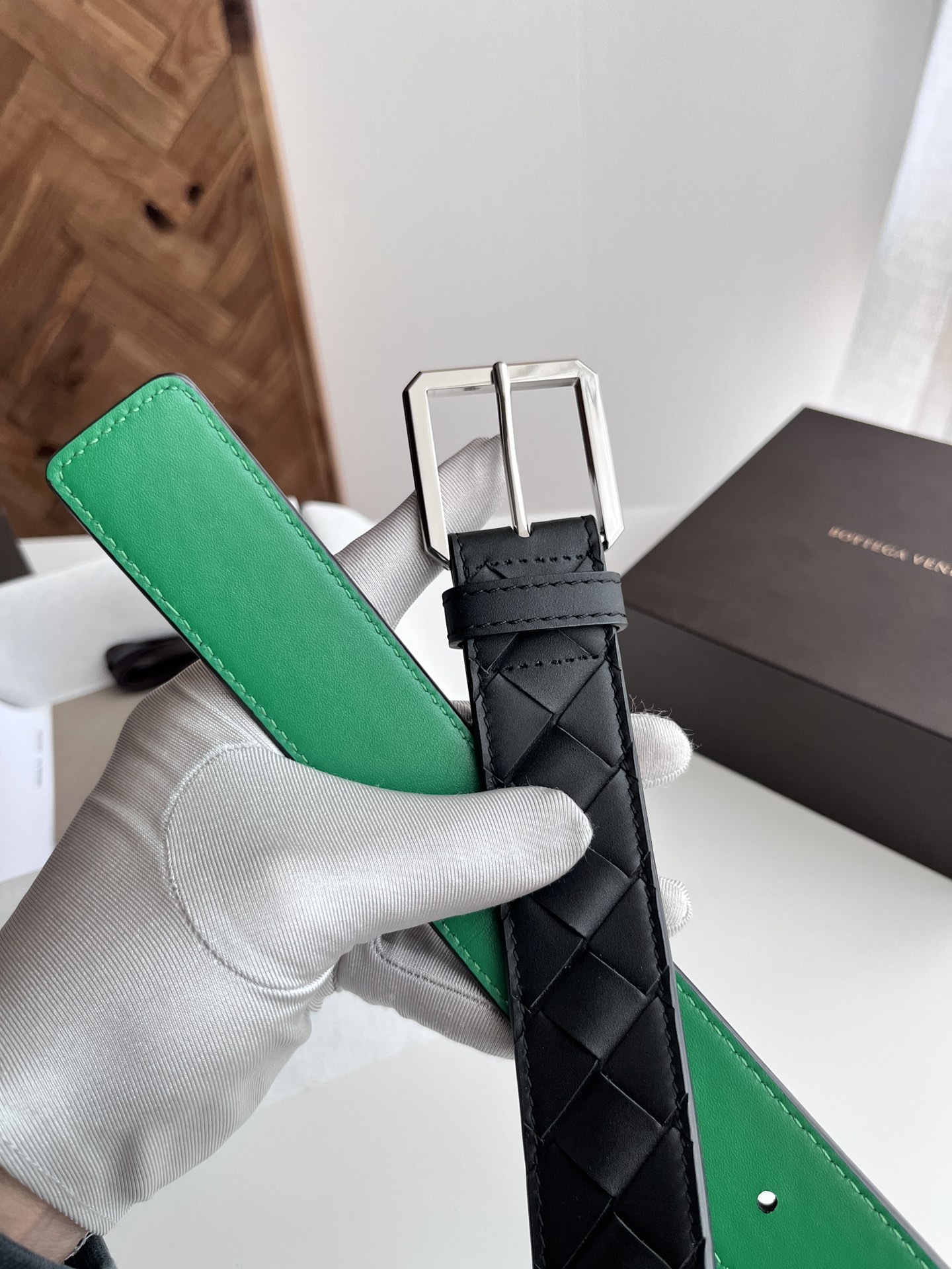  BV 2024新款男士腰带 纯手工大格子intrecciato piccolo编织意大利小牛皮 搭配微