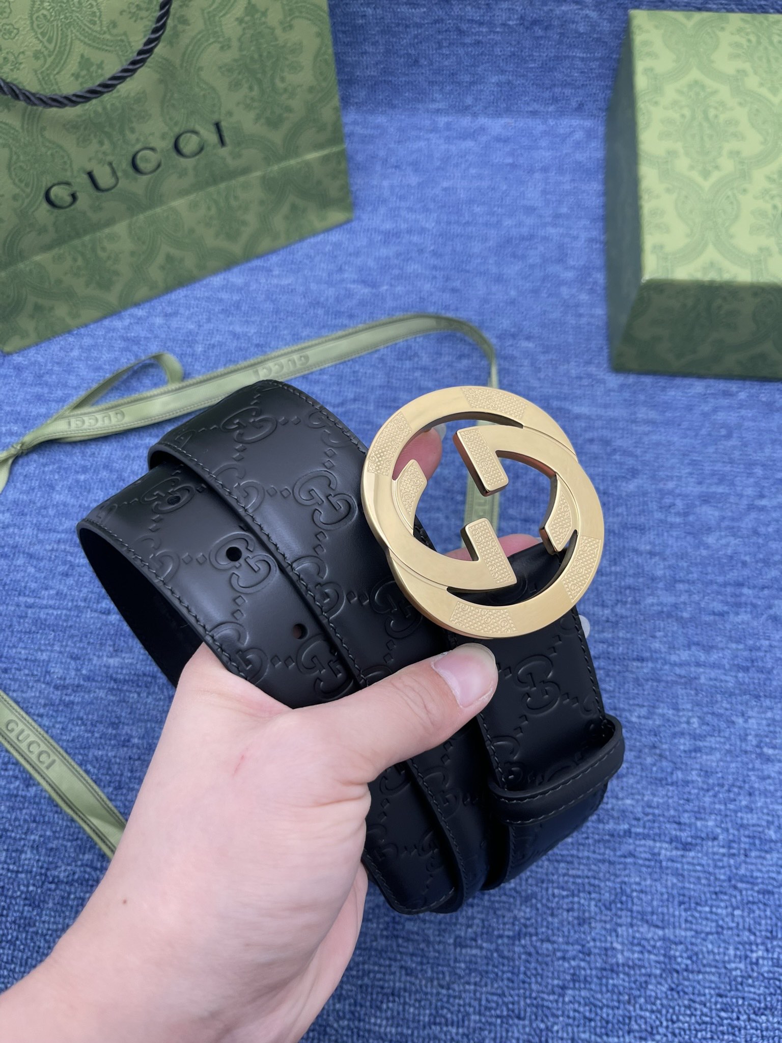 Gucci[正]38MM原单进口双面头层小牛皮搭配原单钌钯电镀双G扣质感无可挑剔货真价实品质保证️️