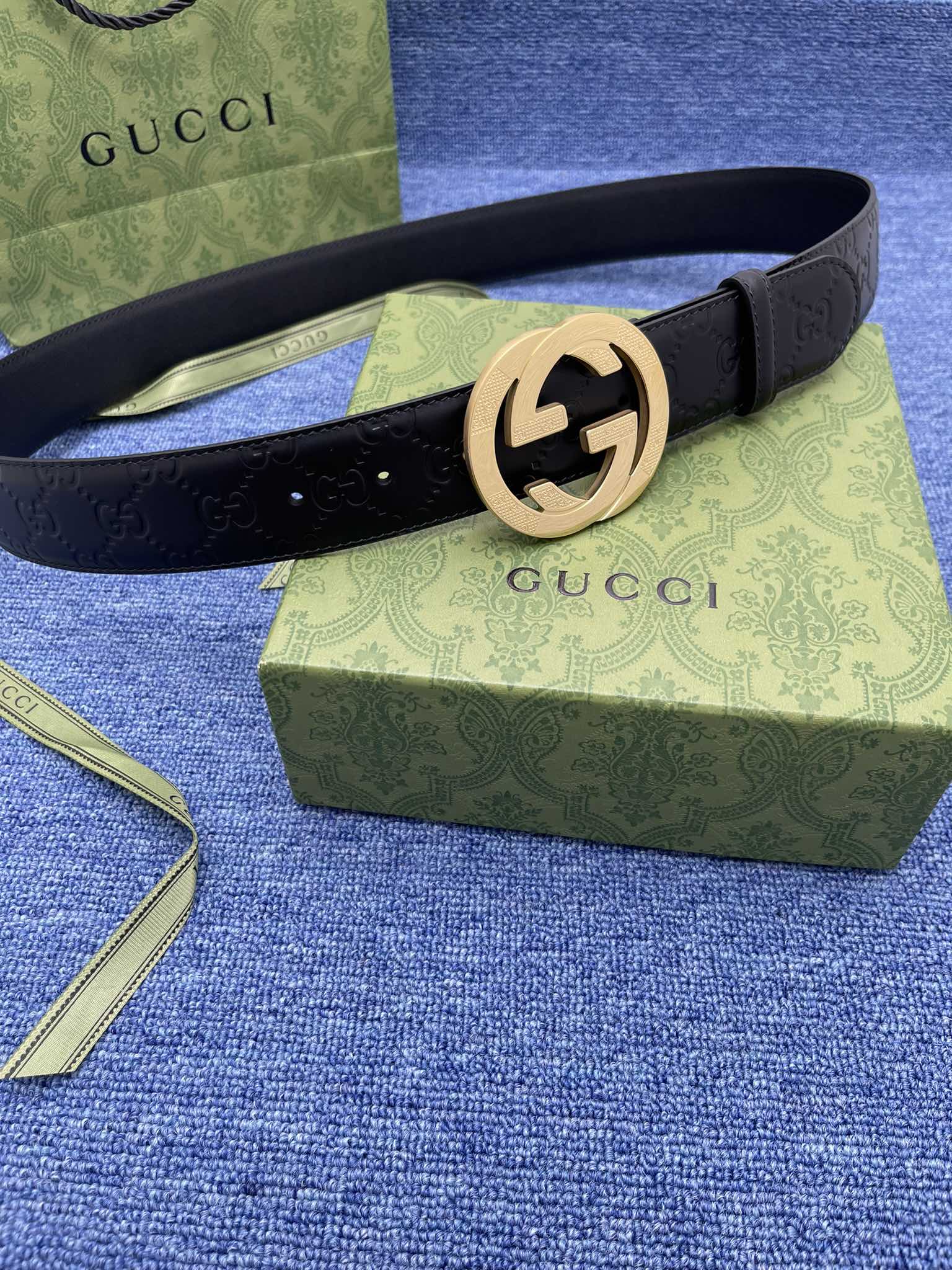 Gucci[正]38MM原单进口双面头层小牛皮搭配原单钌钯电镀双G扣质感无可挑剔货真价实品质保证️️