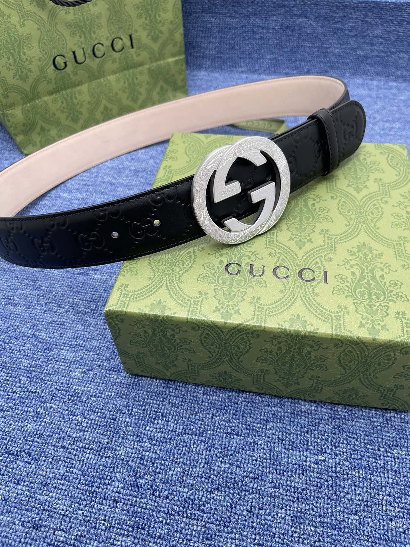 Gucci[正]38MM原单进口双面头层小牛皮搭配原单钌钯电镀双G扣质感无可挑剔货真价实品质保证️️