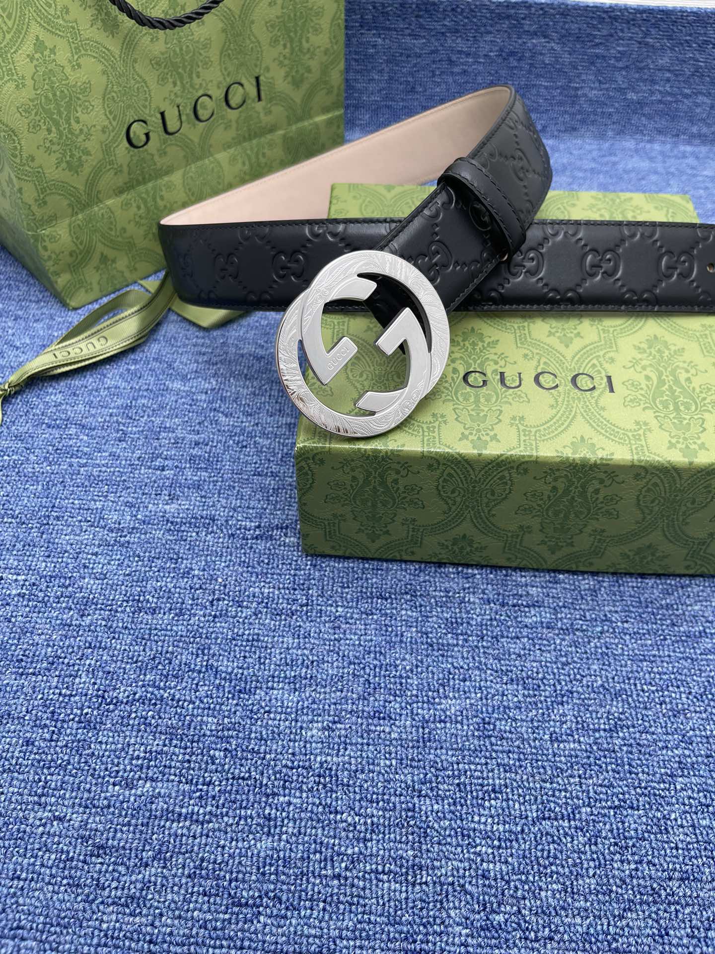 Gucci[正]38MM原单进口双面头层小牛皮搭配原单钌钯电镀双G扣质感无可挑剔货真价实品质保证️️