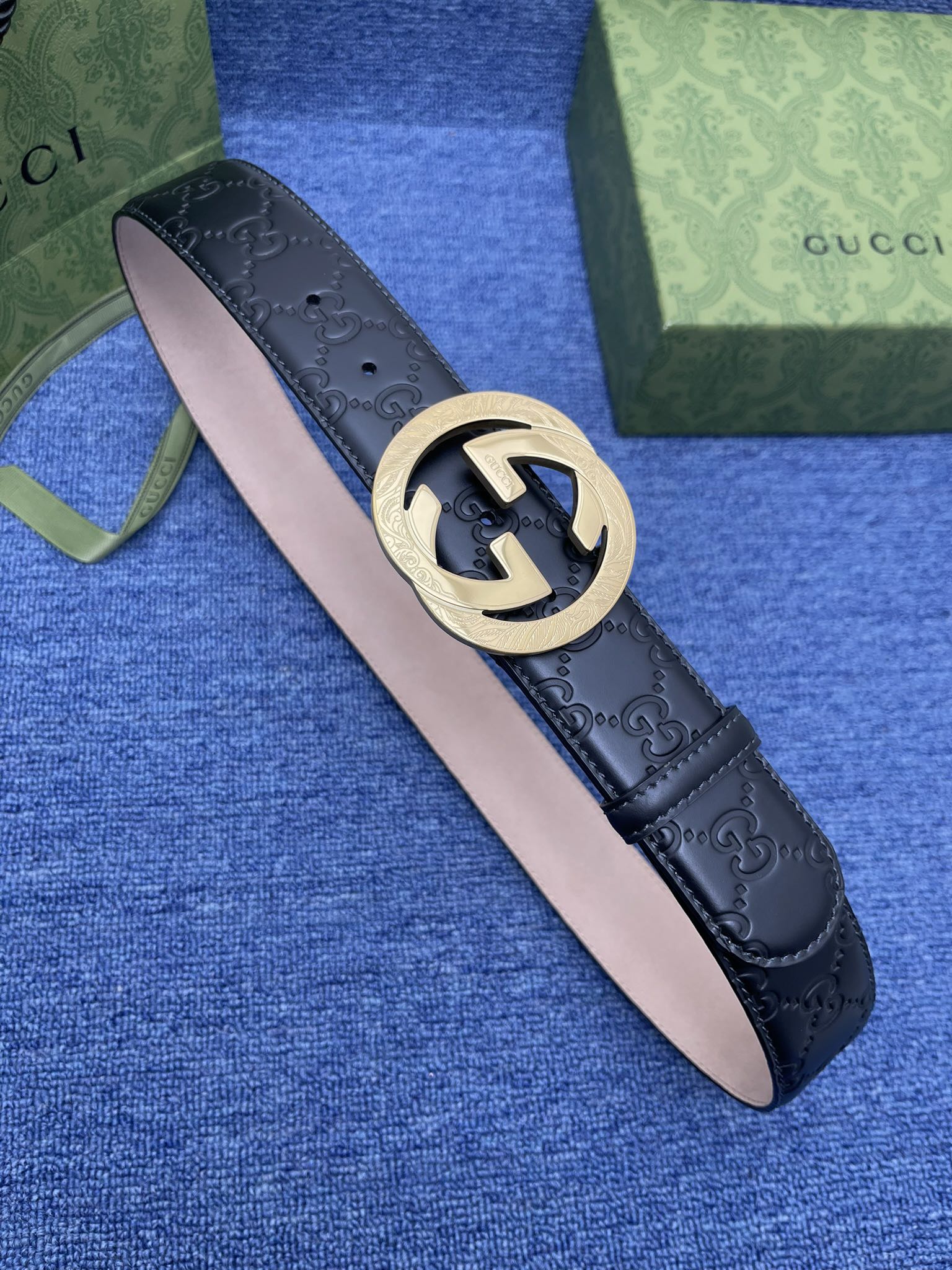 Gucci[正]38MM原单进口双面头层小牛皮搭配原单钌钯电镀双G扣质感无可挑剔货真价实品质保证️️