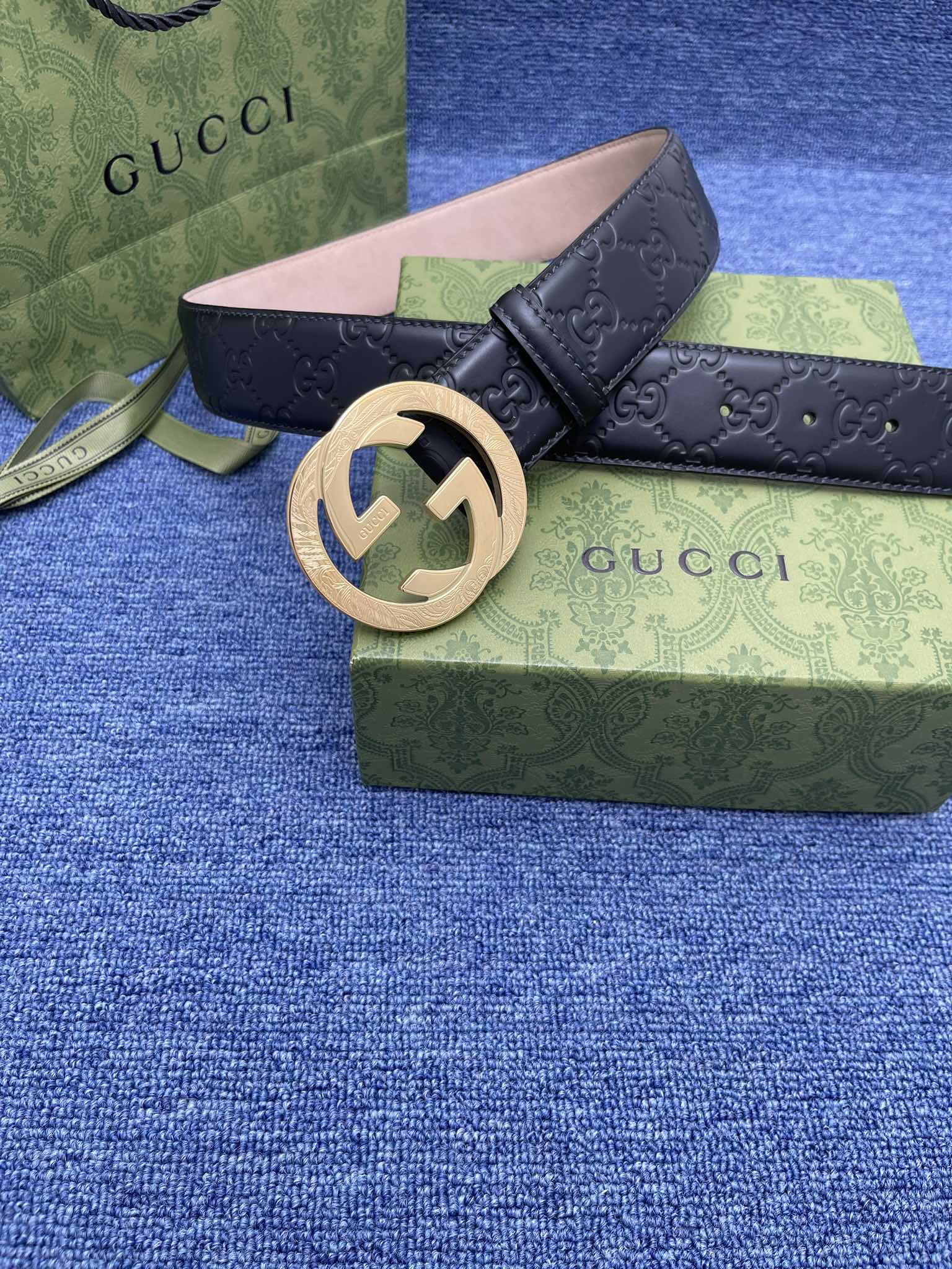 Gucci[正]38MM原单进口双面头层小牛皮搭配原单钌钯电镀双G扣质感无可挑剔货真价实品质保证️️