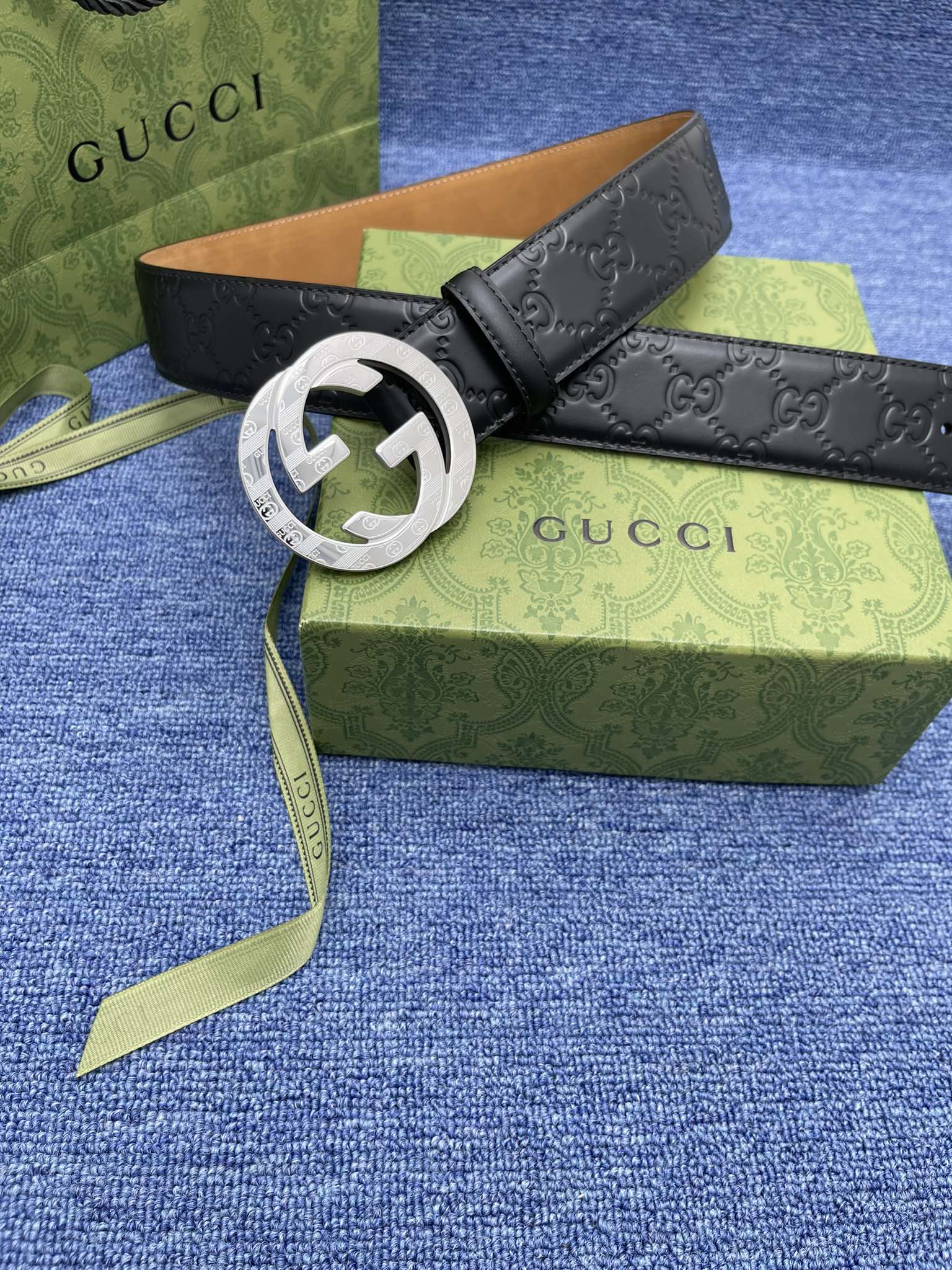 Gucci[正]38MM原单进口双面头层小牛皮搭配原单钌钯电镀双G扣质感无可挑剔货真价实品质保证️️