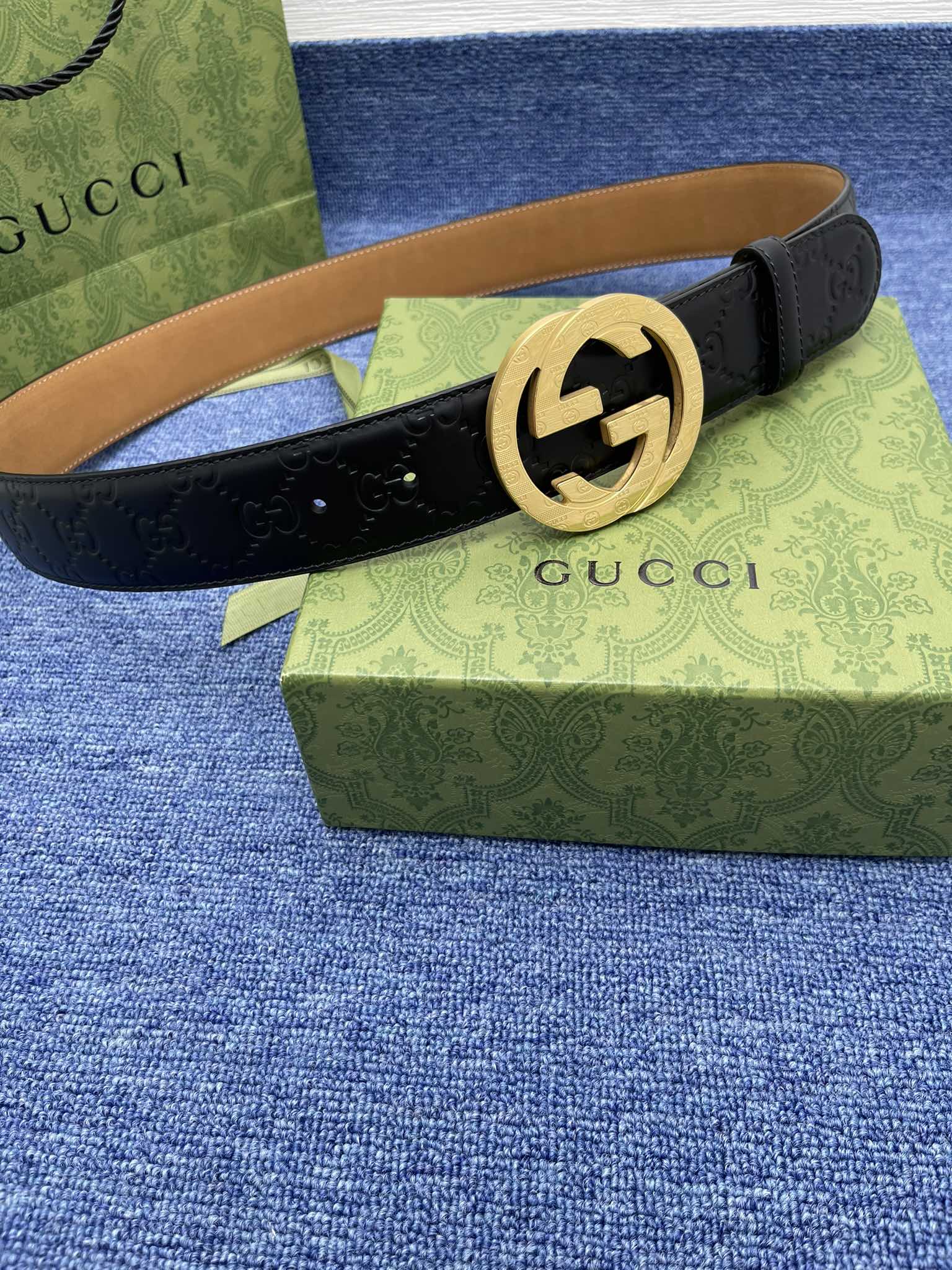 Gucci[正]38MM原单进口双面头层小牛皮搭配原单钌钯电镀双G扣质感无可挑剔货真价实品质保证️️