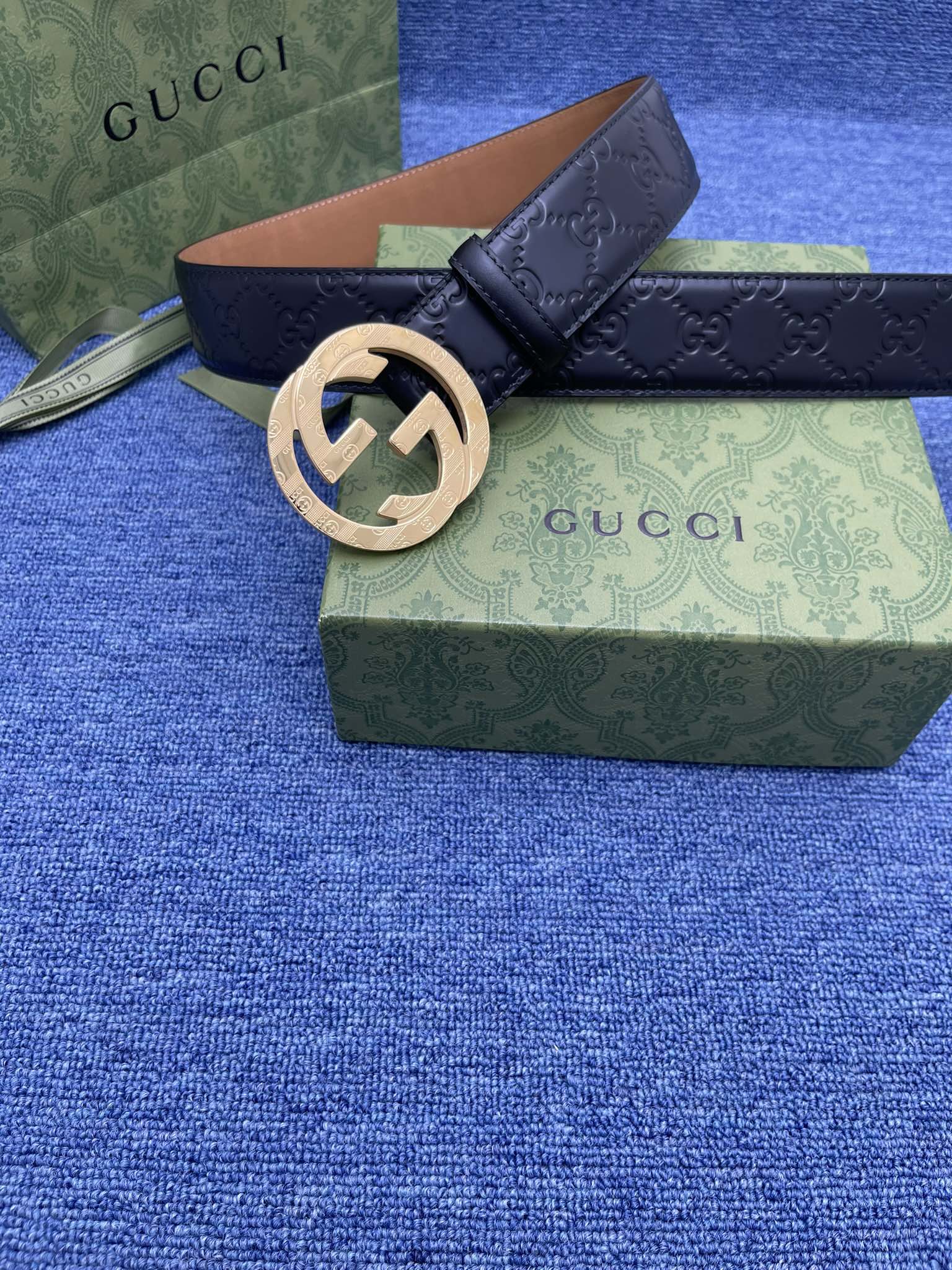 Gucci[正]38MM原单进口双面头层小牛皮搭配原单钌钯电镀双G扣质感无可挑剔货真价实品质保证️️