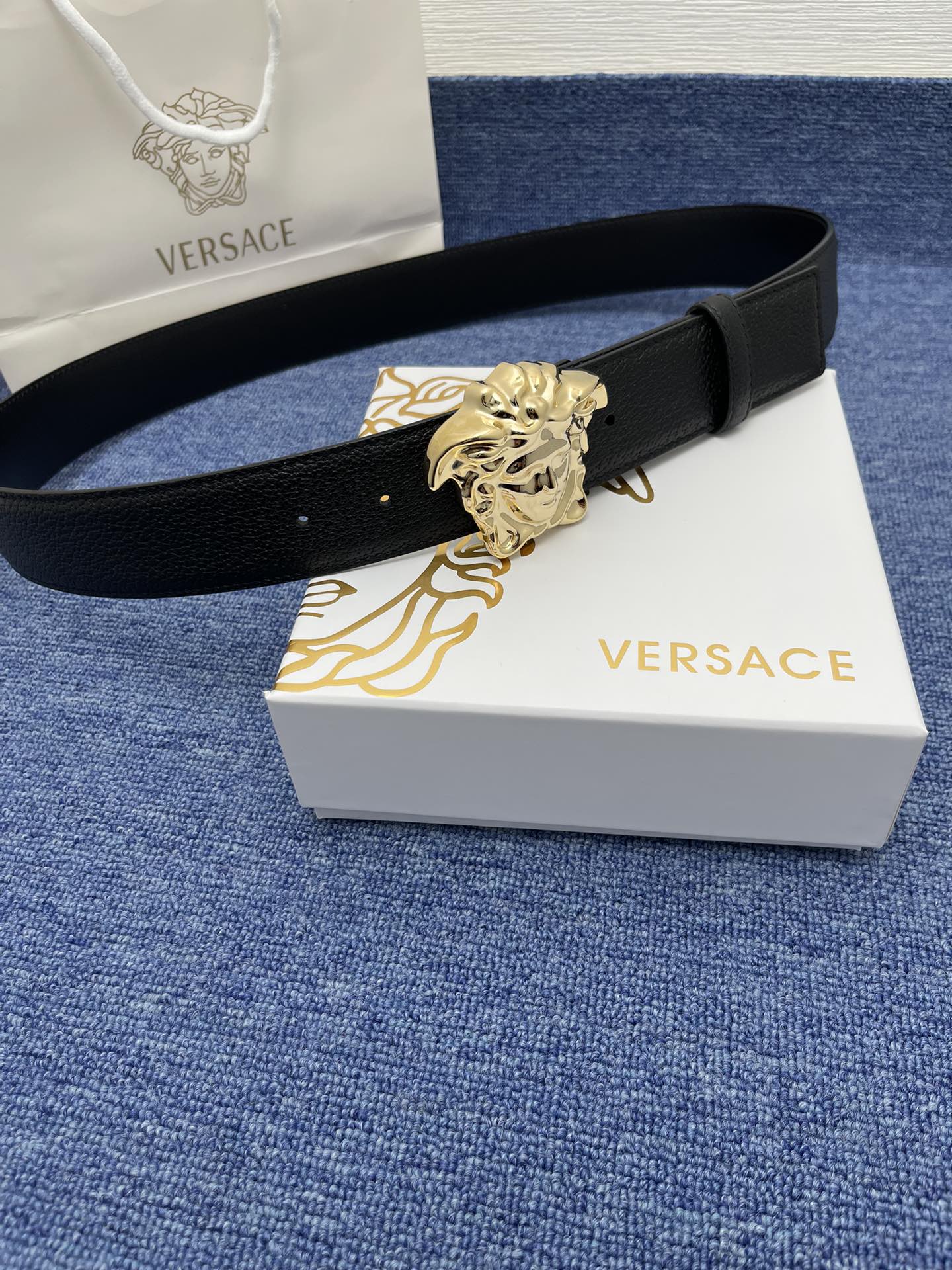 [Versace Belts][Brand] HuasachiSteel buckle diamond-encrusted metal fitting