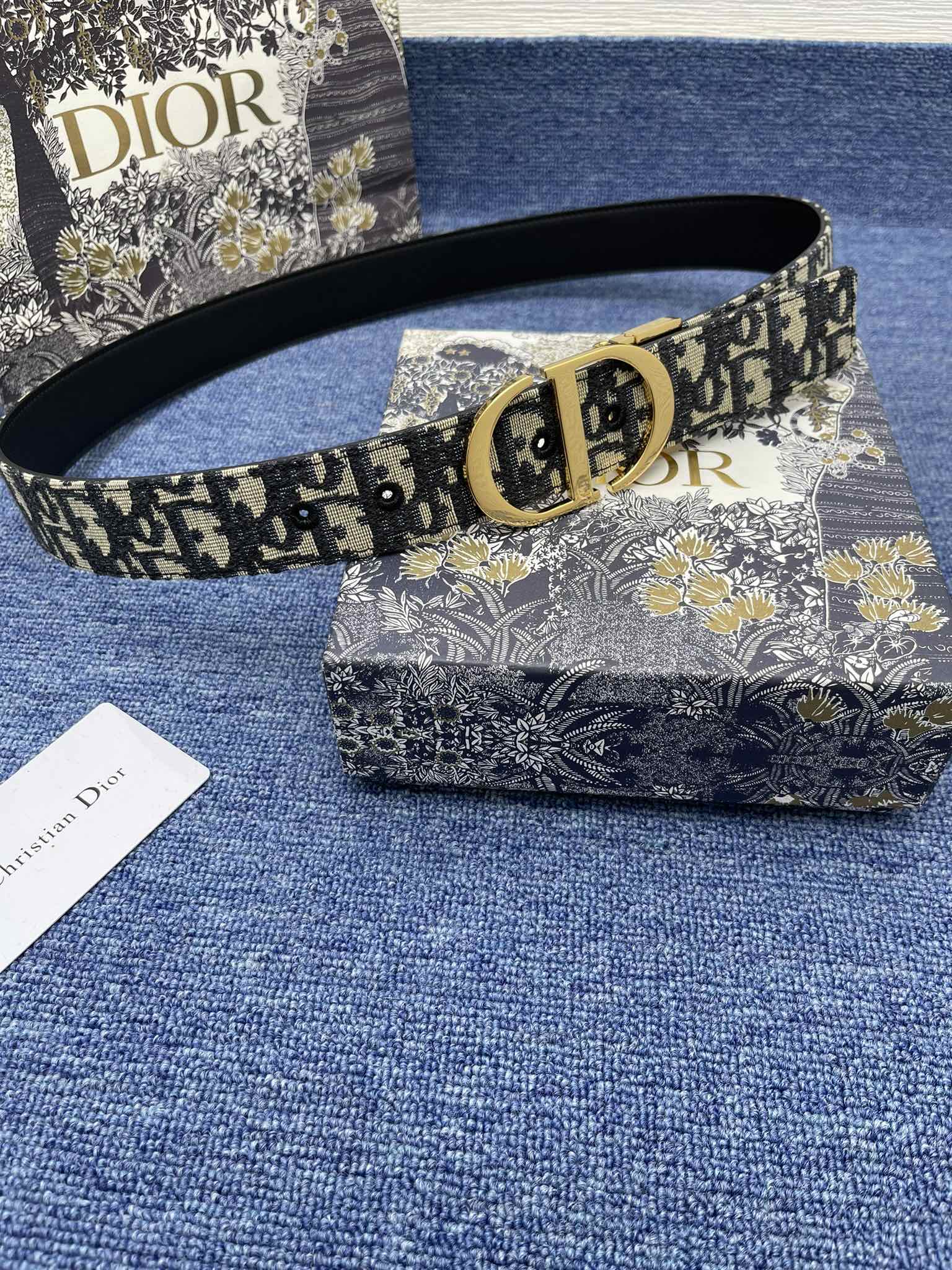 Zodio Double-Sided Belt: Elegant Design with Gold Metal CD Button - 图片 2
