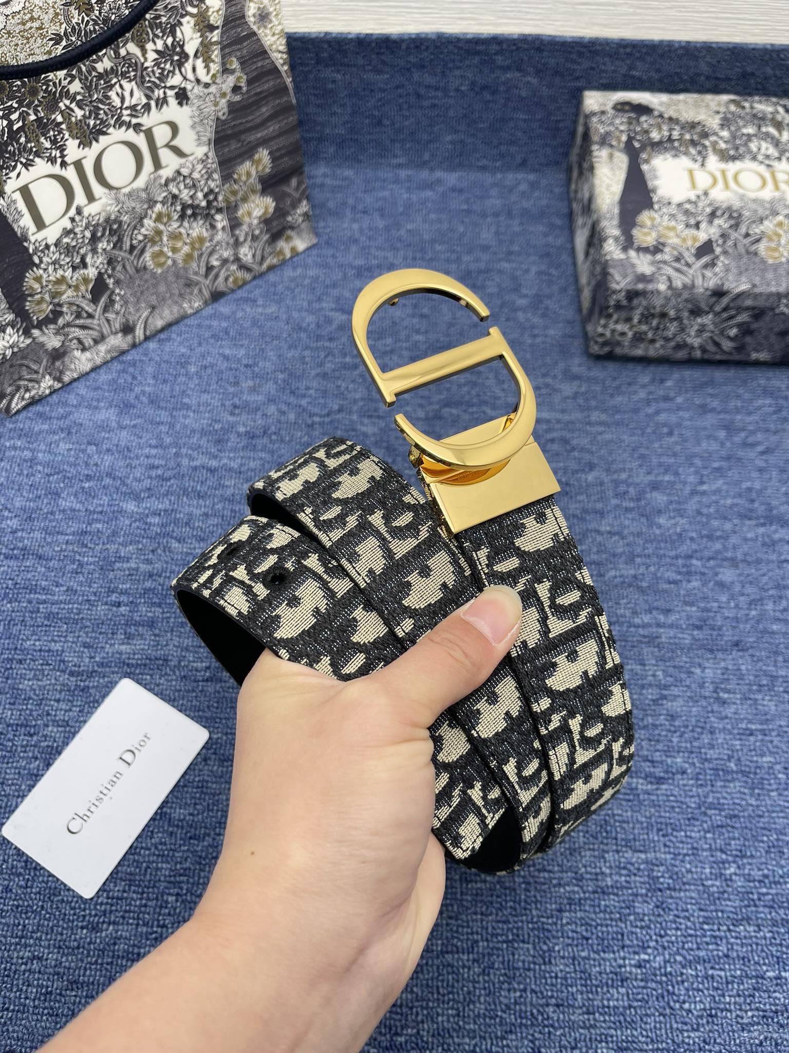 Zodio Double-Sided Belt: Elegant Design with Gold Metal CD Button - 图片 3