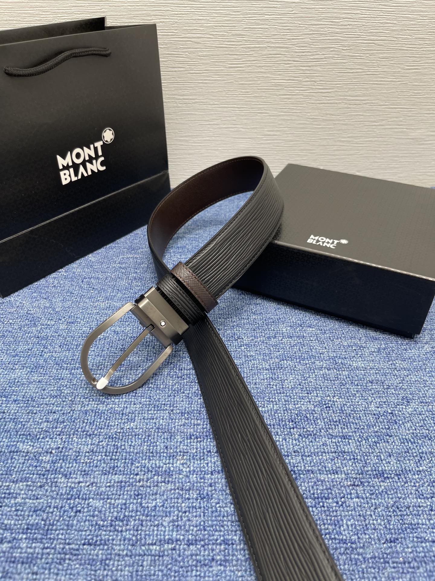 Montblanc Men's Leather Belt, Reversible Buckle, 4.0cm Width 4 i1726281731 7637 1