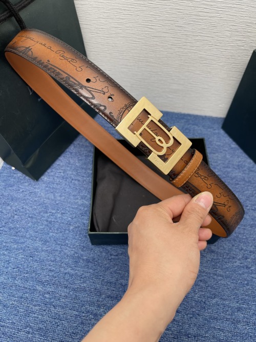 Berluti Venezia Leather Belt with Patina Finish and Steel Buckle
