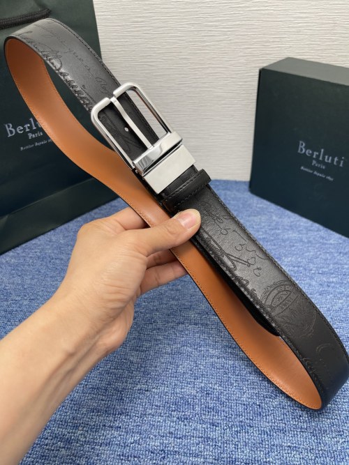 Berluti Venezia Leather Belt with Patina Finish and Steel Buckle 1 Berluti Venezia Leather Belt with Patina Finish and Steel Buckle
