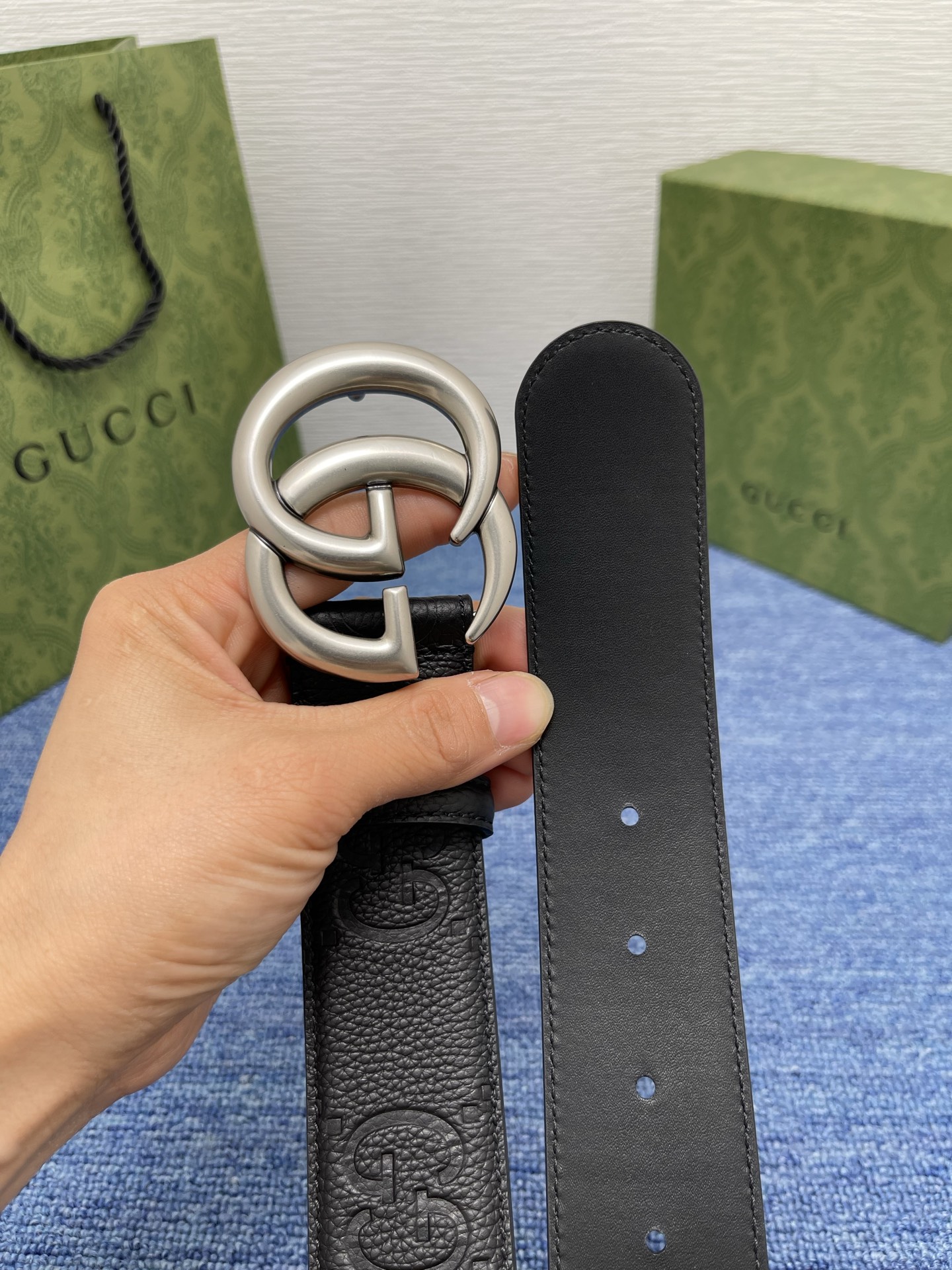 Gucci 经典款进口原厂印花面 搭配原版皮底 精品钢扣 宽4.0 Cm 经典永不过时款 潮流大方 时尚