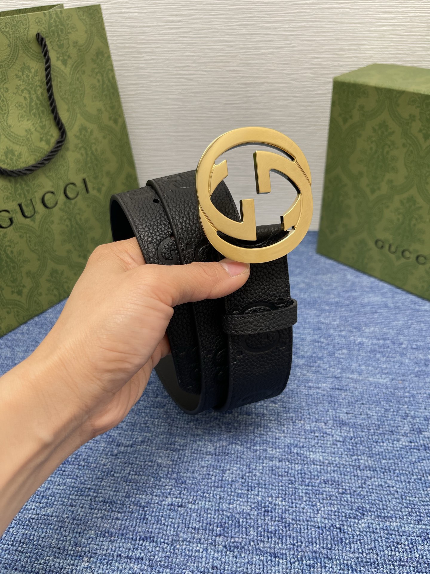 Gucci 经典款进口原厂印花面 搭配原版皮底 精品钢扣 宽4.0 Cm 经典永不过时款 潮流大方 时尚