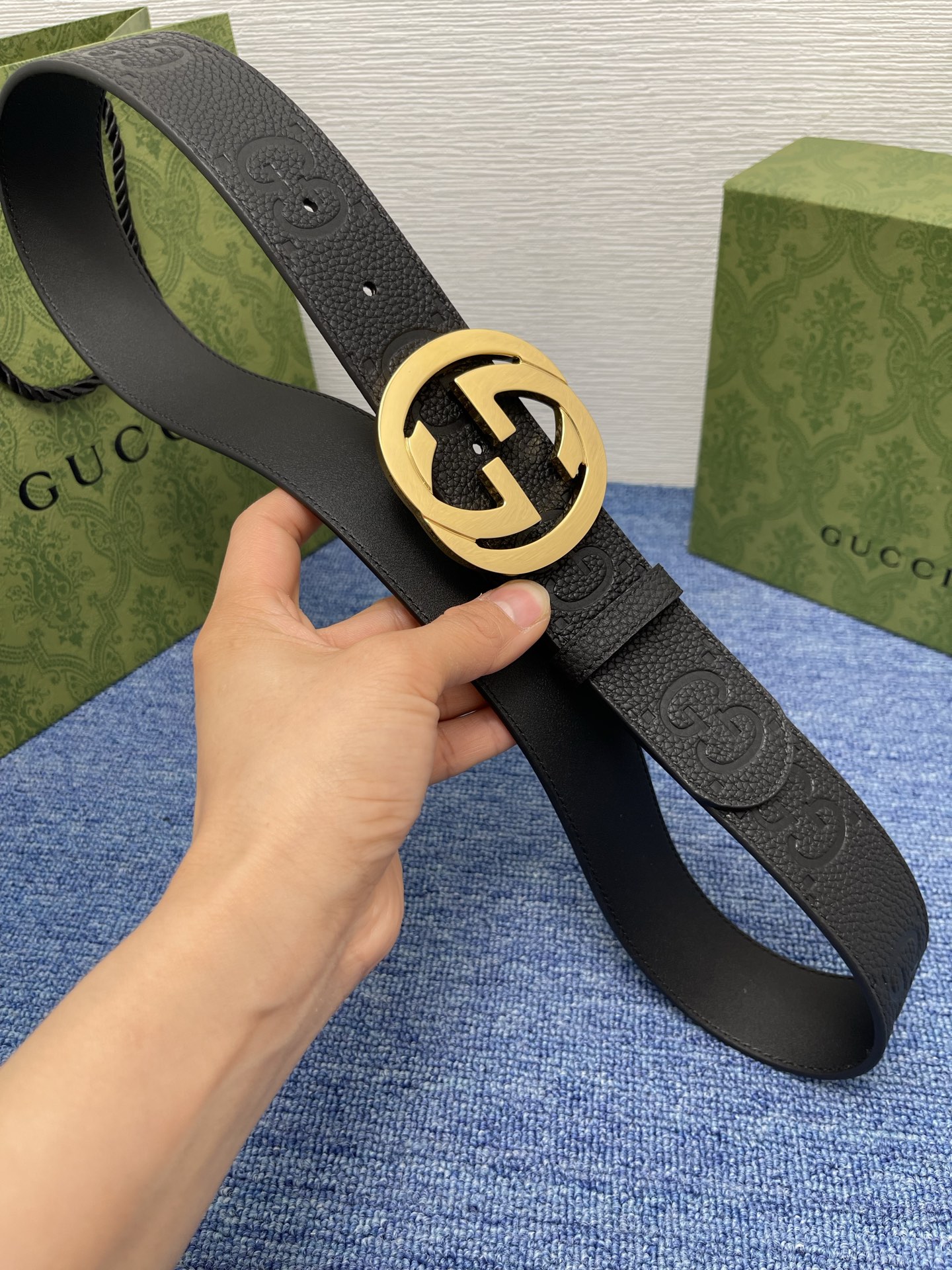 Gucci 经典款进口原厂印花面 搭配原版皮底 精品钢扣 宽4.0 Cm 经典永不过时款 潮流大方 时尚