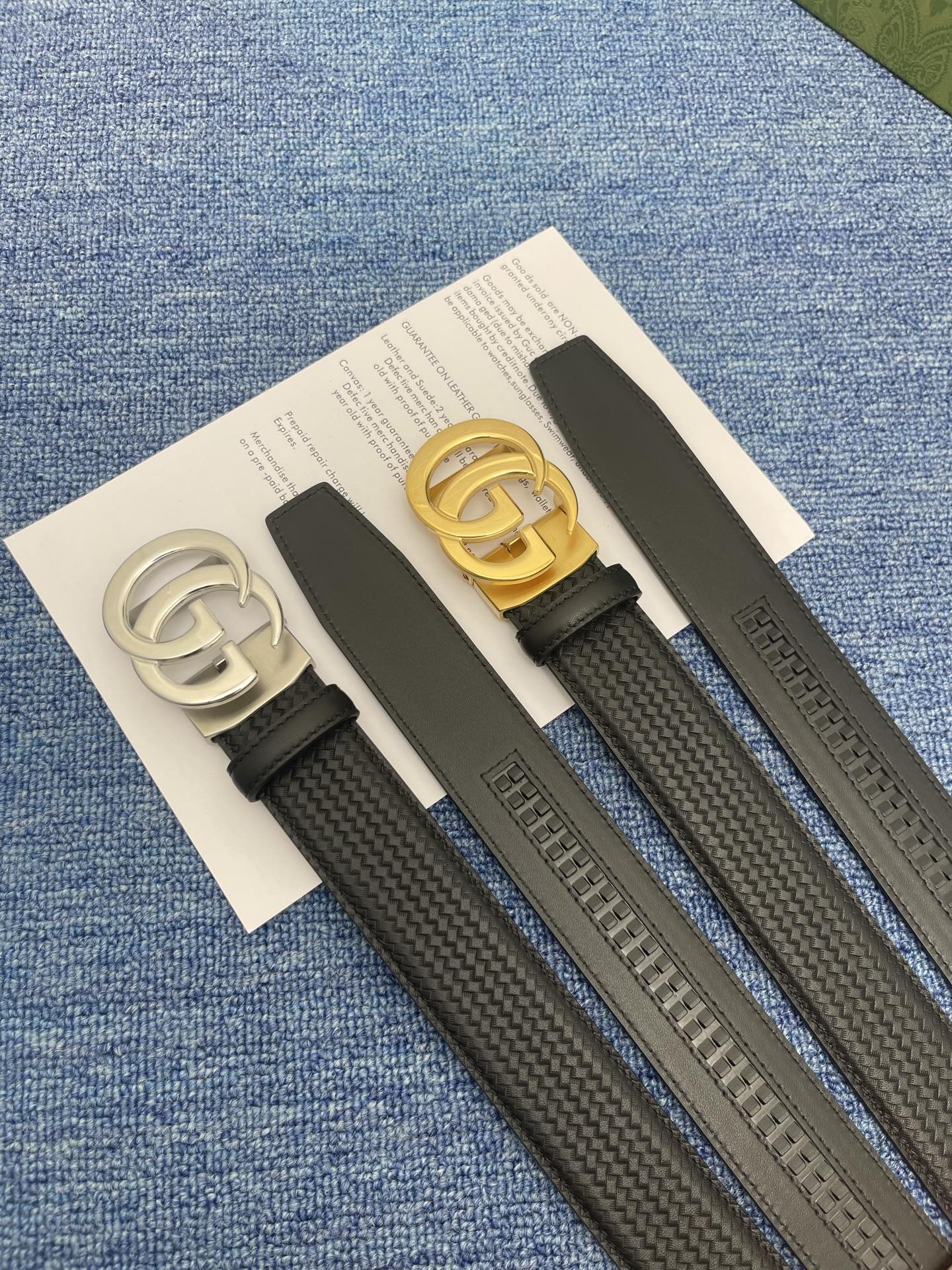 【古奇】 Gucci进口小牛皮，手感细腻柔软，搭配纯钢精品扣，男士必备！宽度：3.5cm