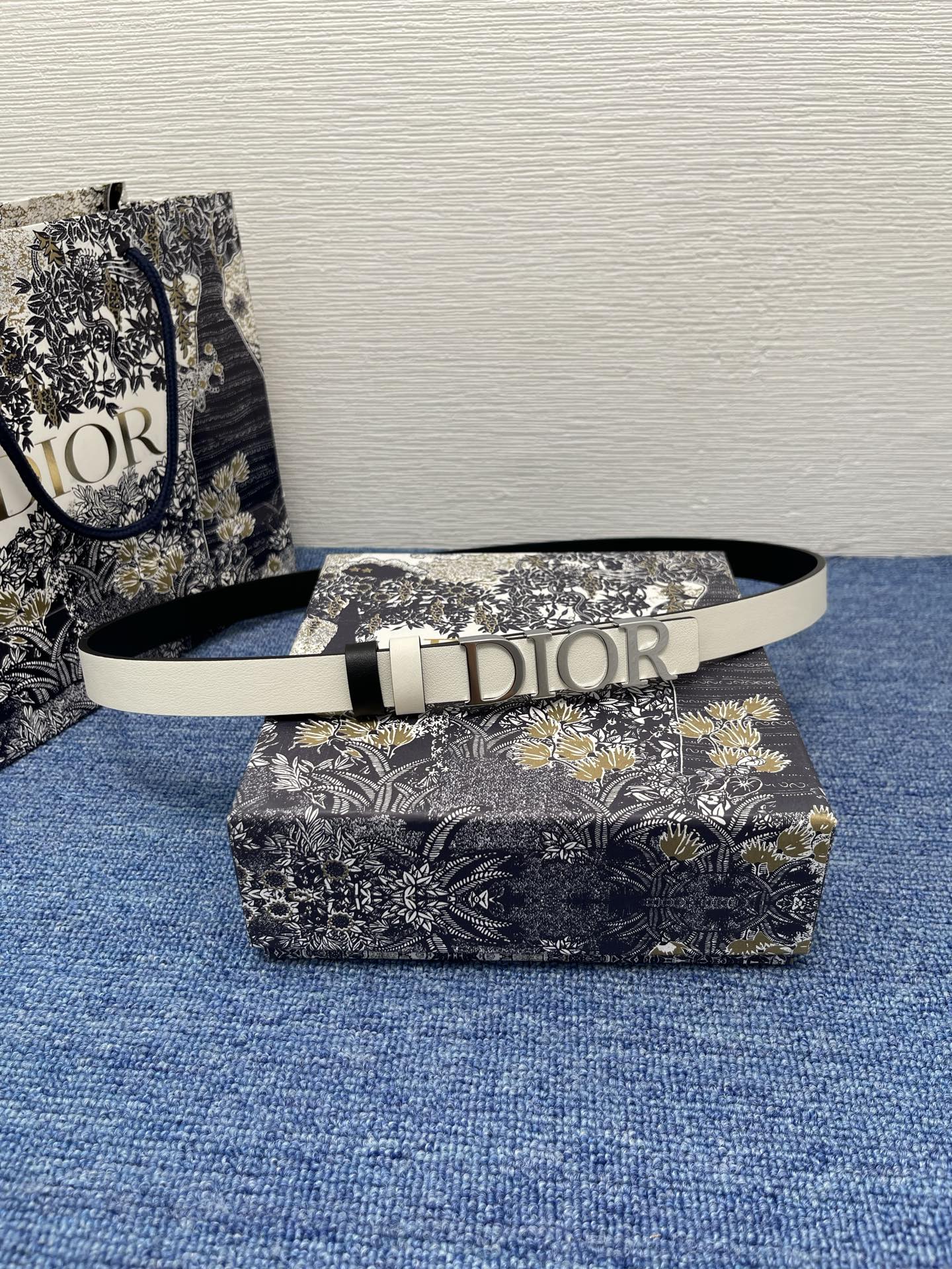 Dior D-Dream 20mm Belt in White Smooth Calfskin with Gold Finish Metal Buckle 2 i1749126131642 6296 0 0