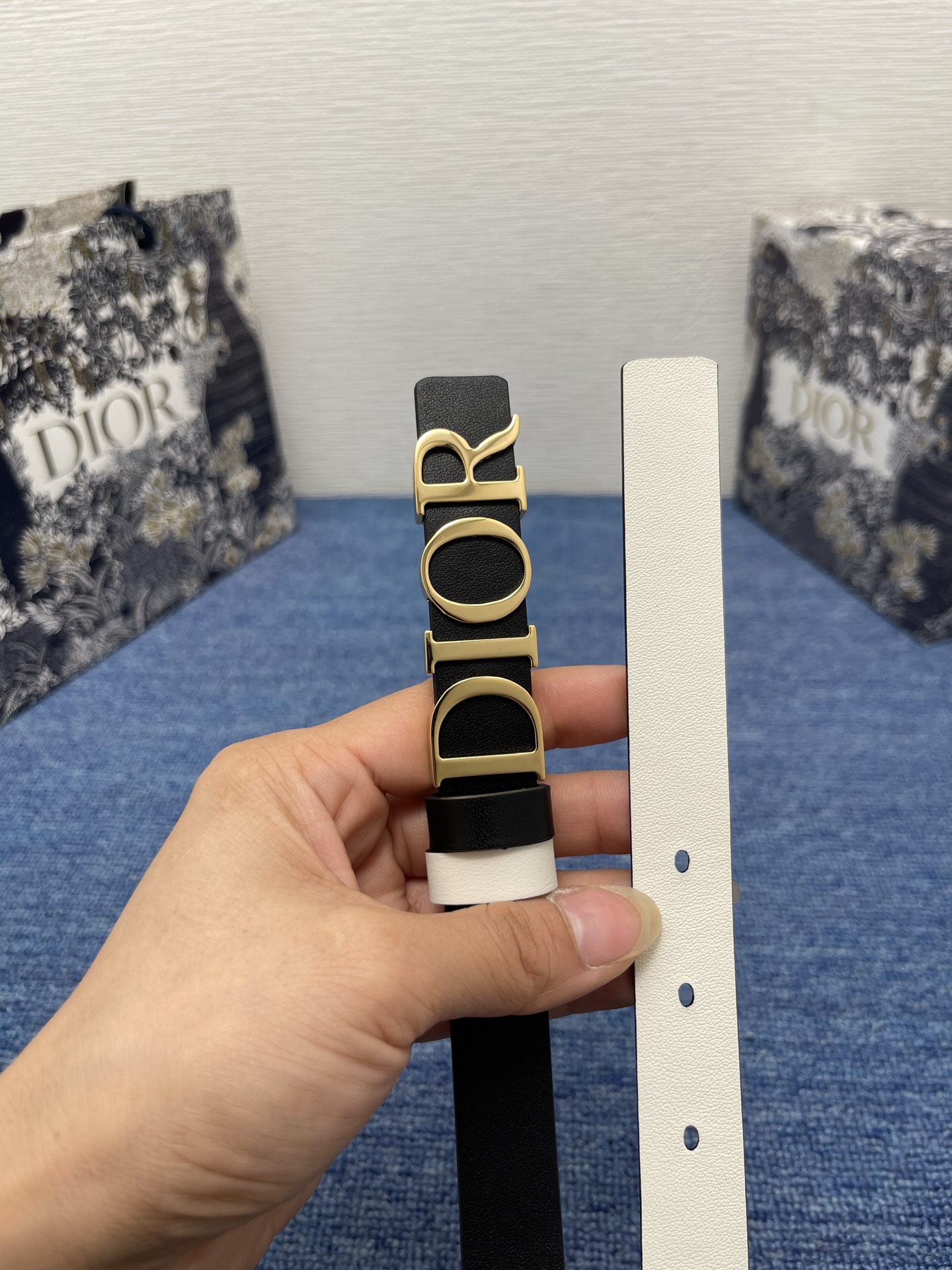 Dior D-Dream Belt - 20mm Black Smooth Calfskin with Gold Finish Metal Buckle 6 i1749126248969 7152 0 5