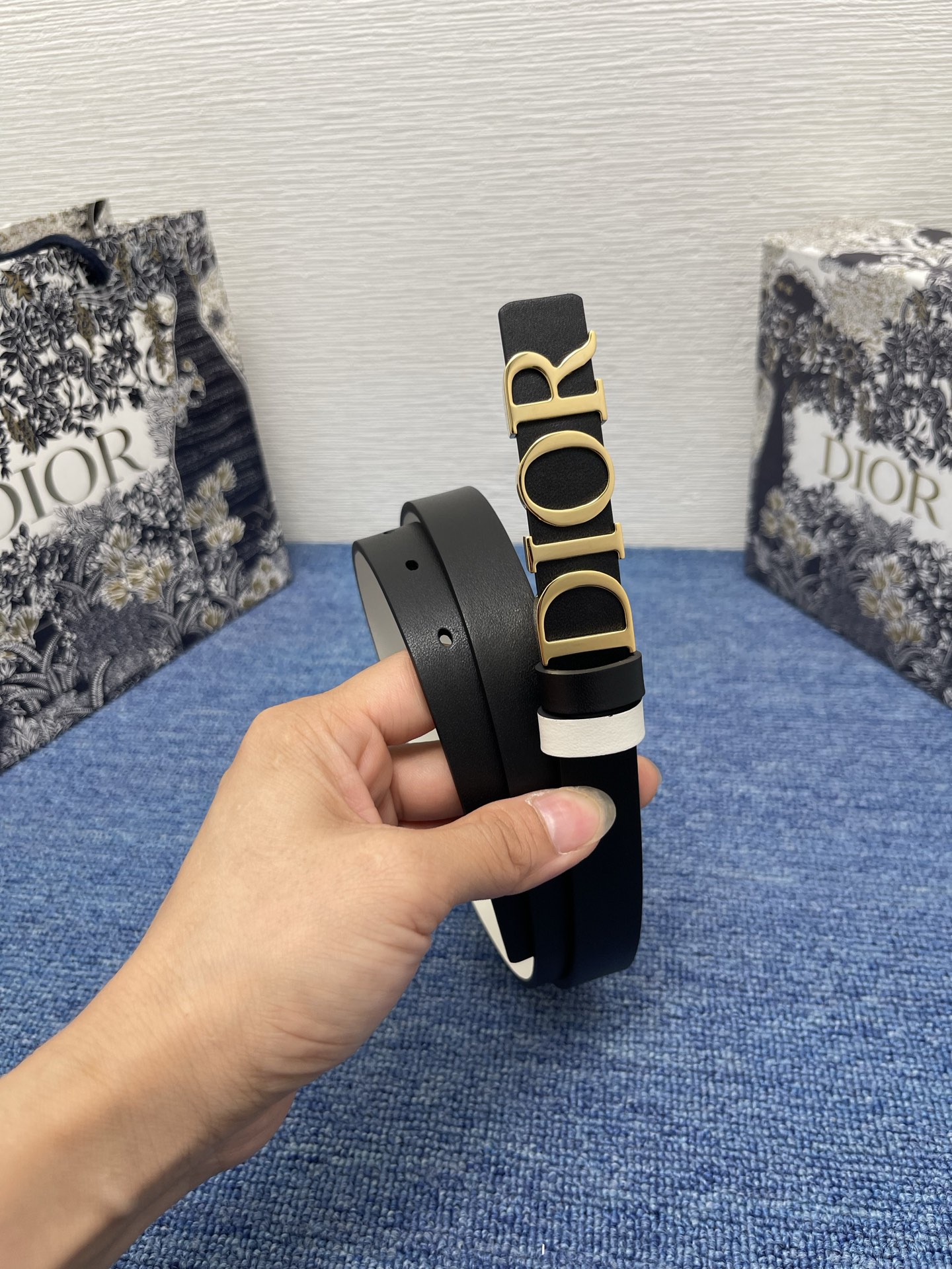Dior D-Dream Belt - 20mm Black Smooth Calfskin with Gold Finish Metal Buckle 5 i1749126251691 5885 0 4