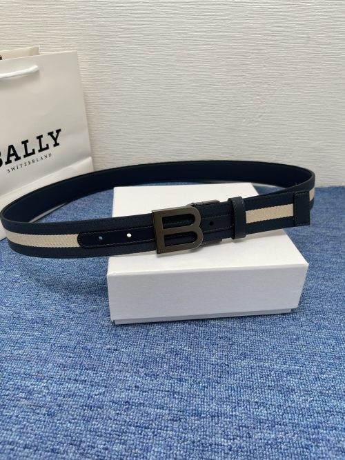 Bally Men's Belt Classic Series Cowhide Fabric with Metal Buckle, 3.5cm Wide 1 Bally Men's Belt Classic Series Cowhide Fabric with Metal Buckle, 3.5cm Wide