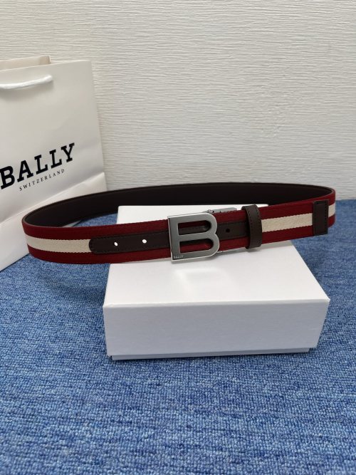 Bally Classic Series Men's Belt with Signature Buckle, Leather and Fabric 1 Bally Classic Series Men's Belt with Signature Buckle, Leather and Fabric
