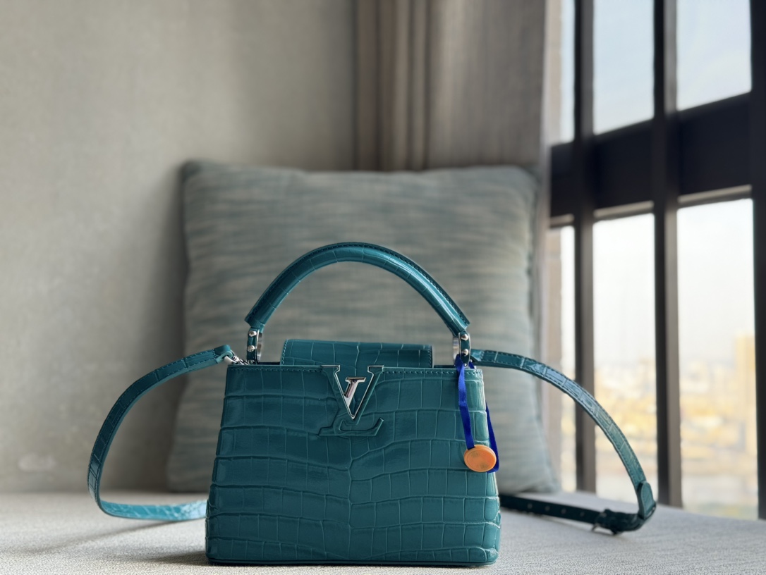 Louis Vuitton LV premium quality original factory officially on sale N93429 blue crocodile pattern silver buckle