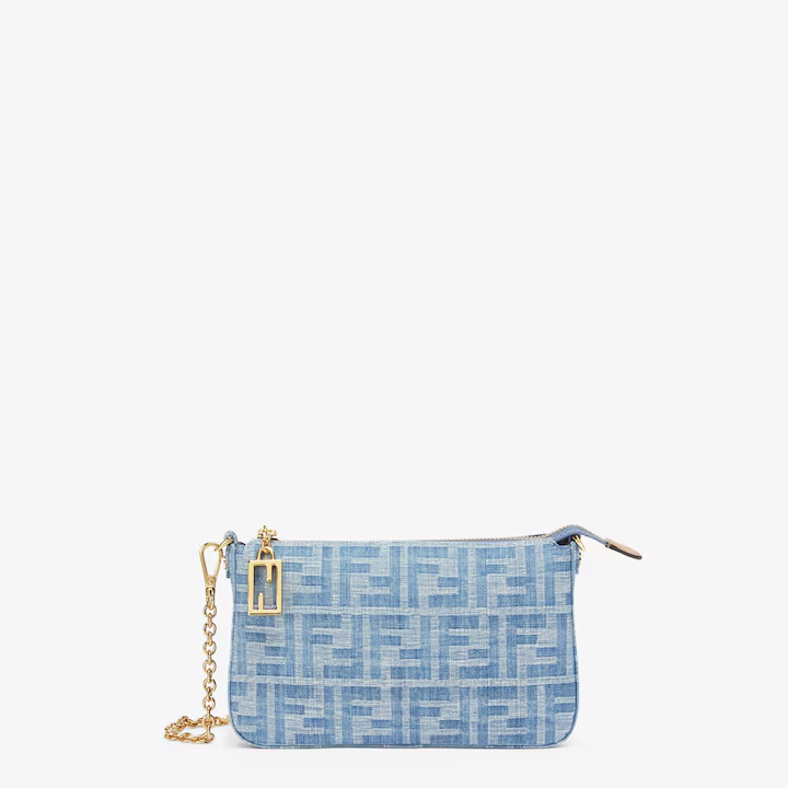 Fendi [Baguette Clutch] Light Blue Denim Official Show