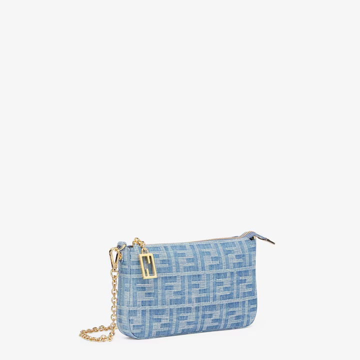 Fendi [Baguette Clutch] Light Blue Denim Official Show