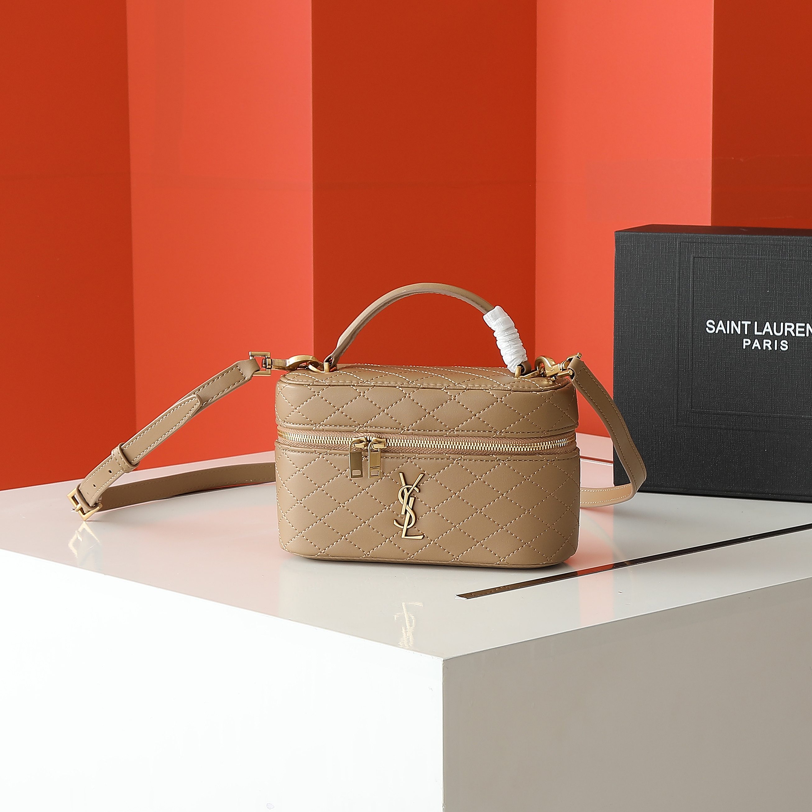 Yves Saint Laurent Gaby Vanity Bag - Mini Leather Shoulder Bag, Taupe 2 a1745857685079 7034
