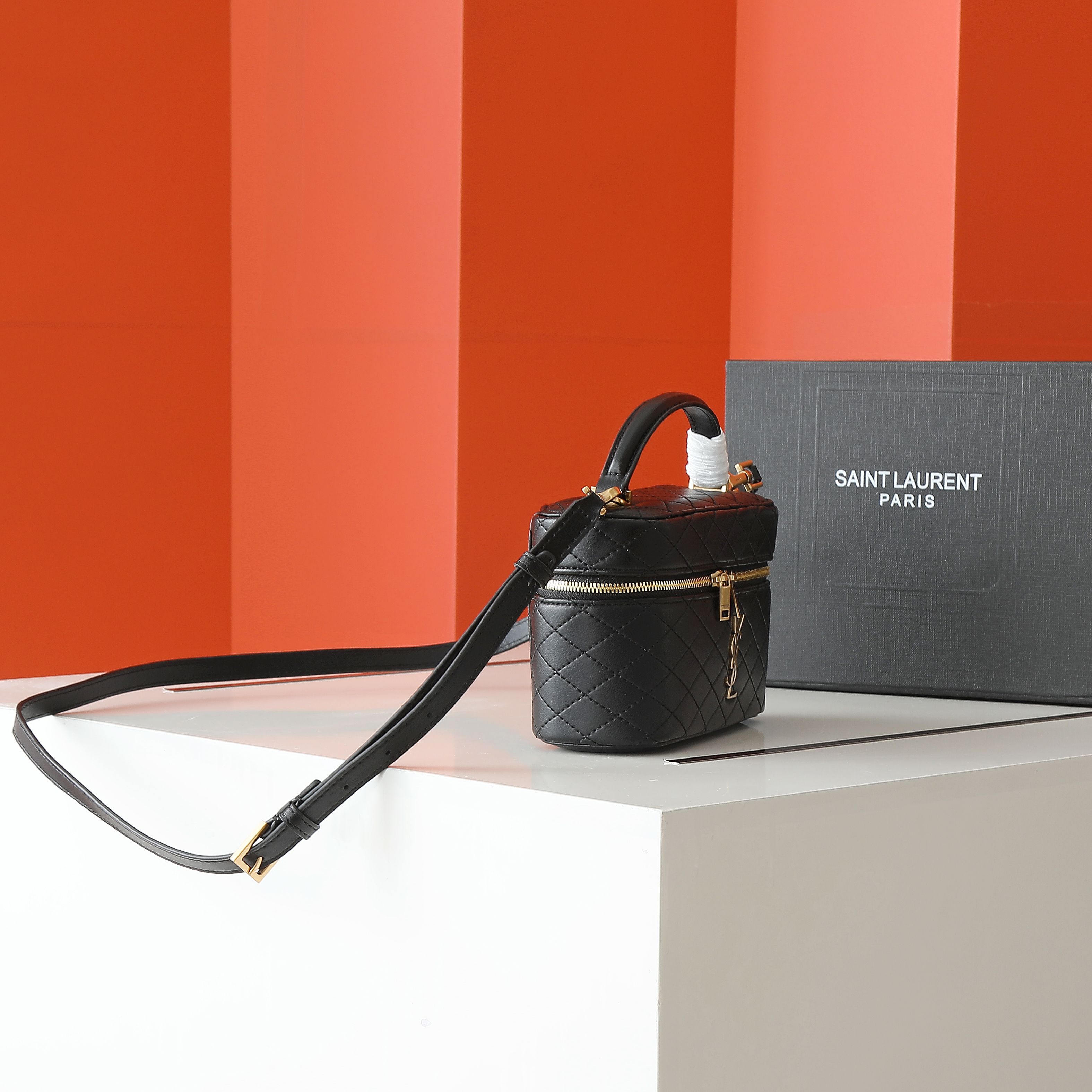 Yves Saint Laurent Gaby Vanity Bag, Mini Lambskin Top Handle Crossbody 3 a1745857746611 0012