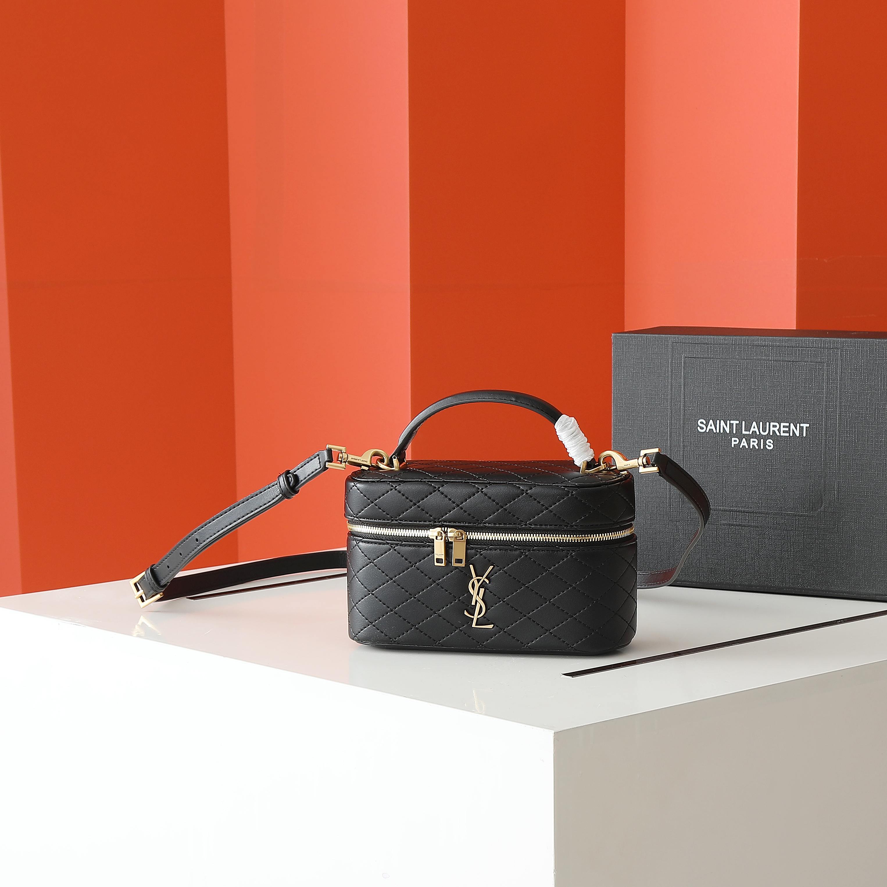 Yves Saint Laurent Gaby Vanity Bag, Mini Lambskin Top Handle Crossbody 2 a1745857746653 3516