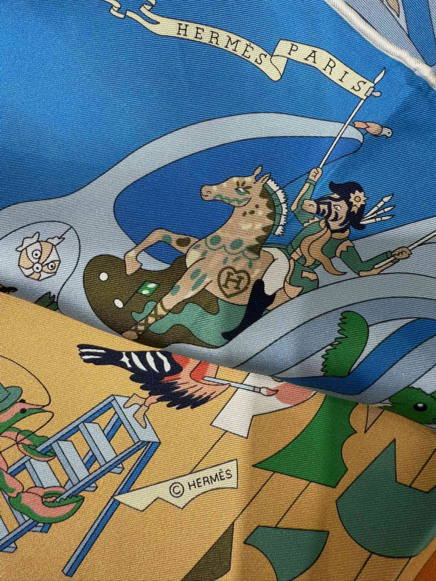 💟2025年上新 爱马仕马术学院💦💞18姆米真丝【90真丝斜纹双面双色佩戴】手工卷边斜纹真丝方巾（100